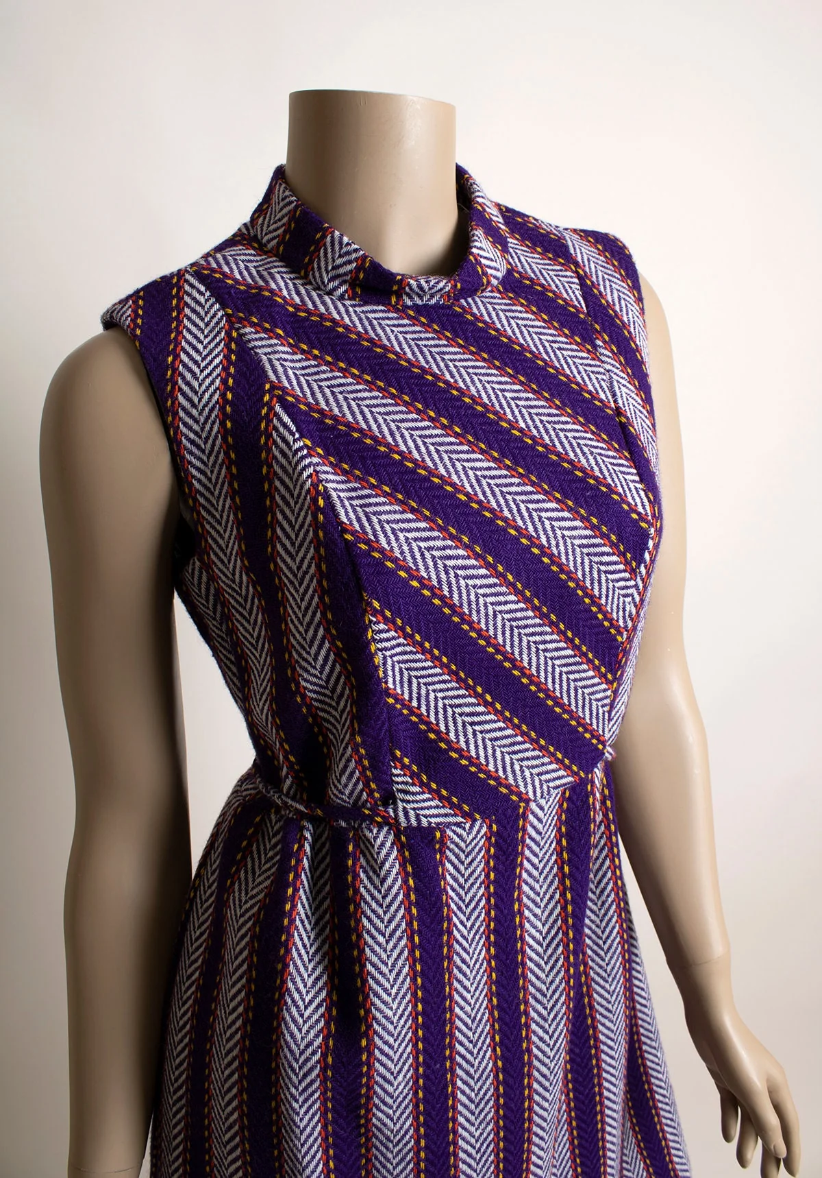 70s Deadstock Sleeveless Autumn Striped Knit Mini Dress by E.D - Image 5