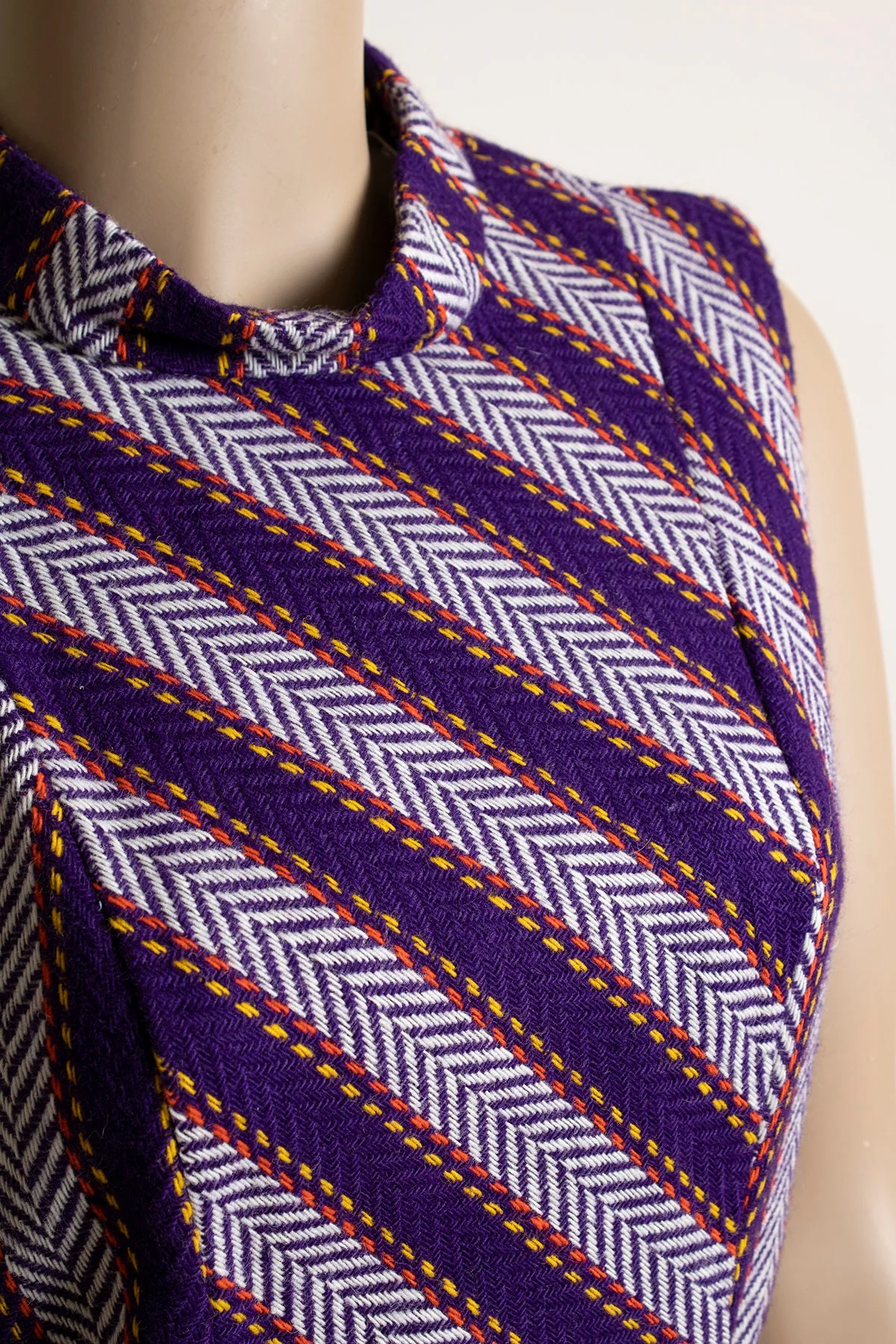 70s Deadstock Sleeveless Autumn Striped Knit Mini Dress by E.D - Image 7