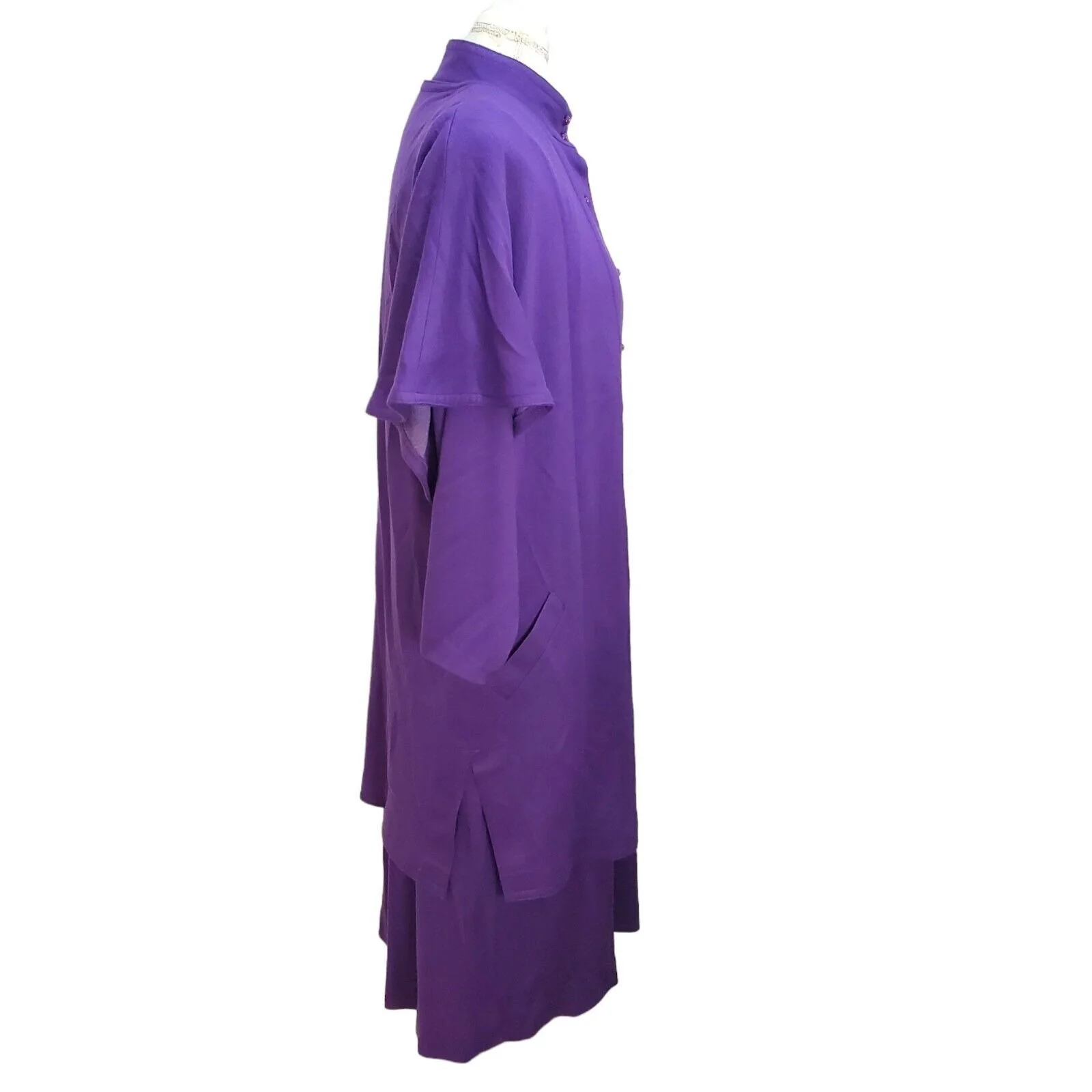 Vintage 70s Modest 2 Pc Dress Longsleeve Mockneck Midi Sz M/l with Shrug - Image 5