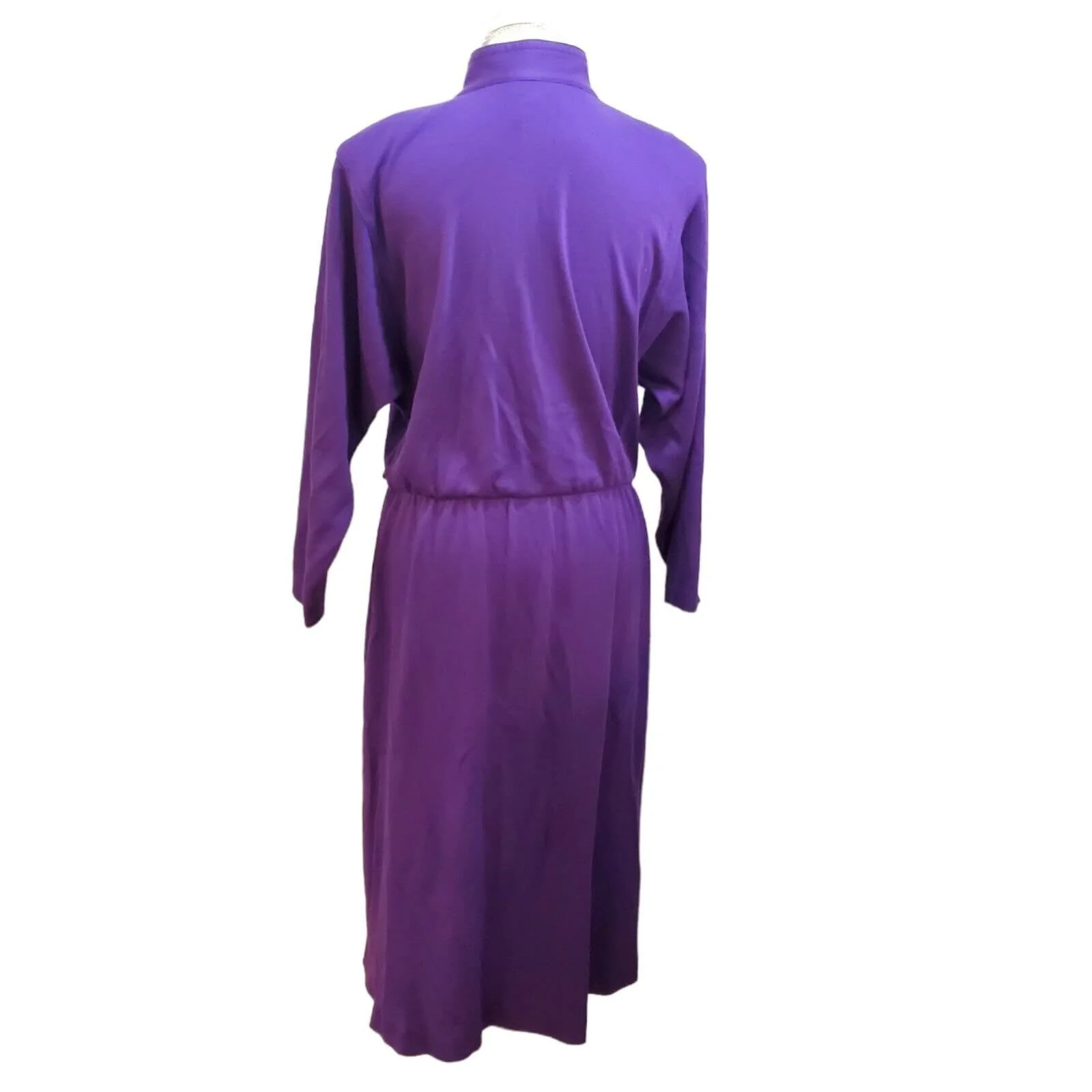Vintage 70s Modest 2 Pc Dress Longsleeve Mockneck Midi Sz M/l with Shrug - Image 9