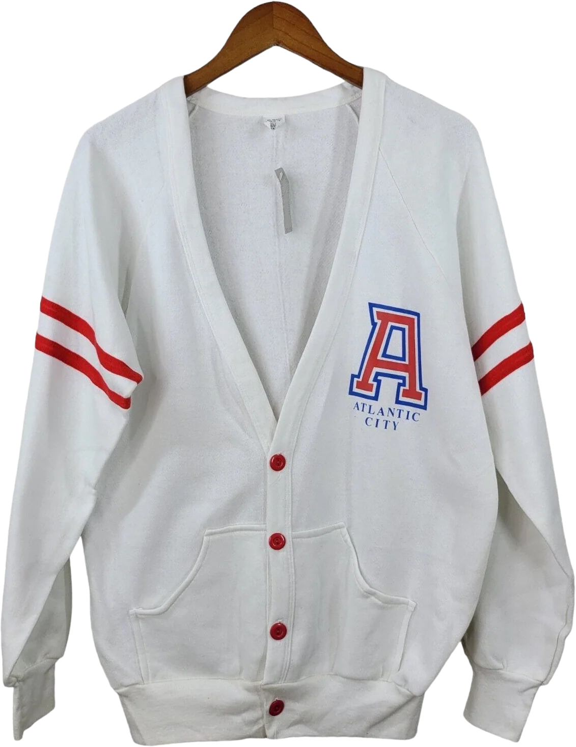 Vintage 70s New Varsity Cardigan Sweater Size Large Xl Atlantic City Letterman