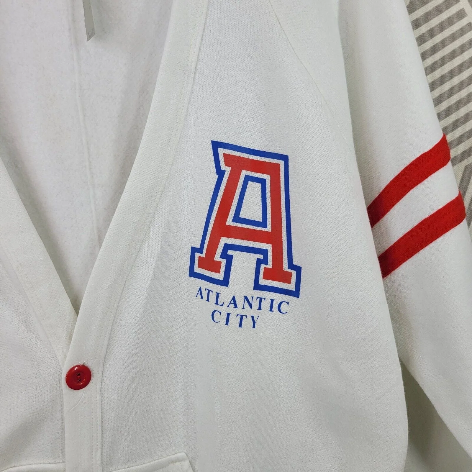 Vintage 70s New Varsity Cardigan Sweater Size Large Xl Atlantic City Letterman - Image 2