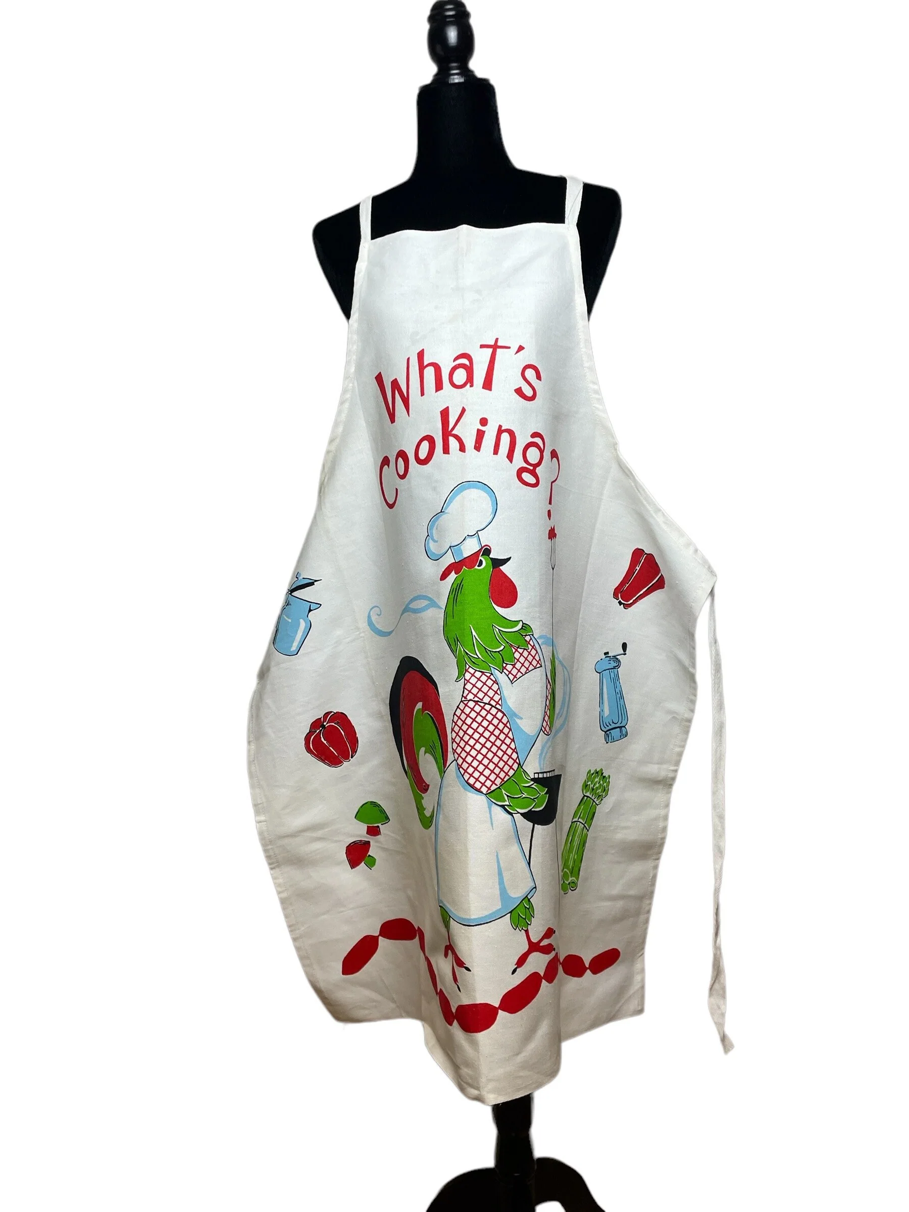Vintage 70s Novelty Graphic Print Rooster What’s Cooking Apron - Image 2