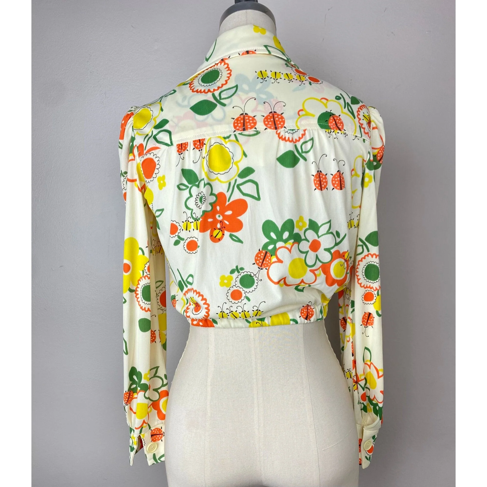 Vintage 70s Novelty Print Halter Dress and Cropped Blouse Set - Image 10