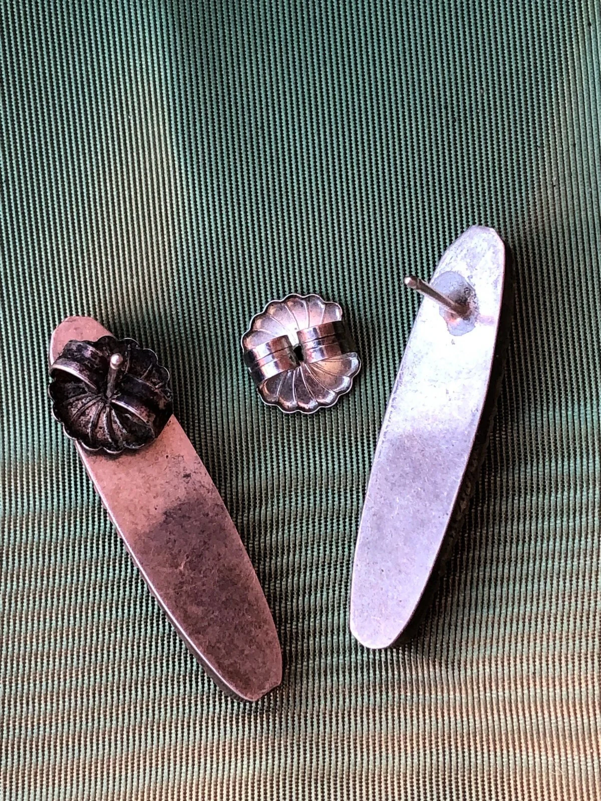 70s Vintage Onyx Earrings Sterling Artisan Pierced By Native - Image 7
