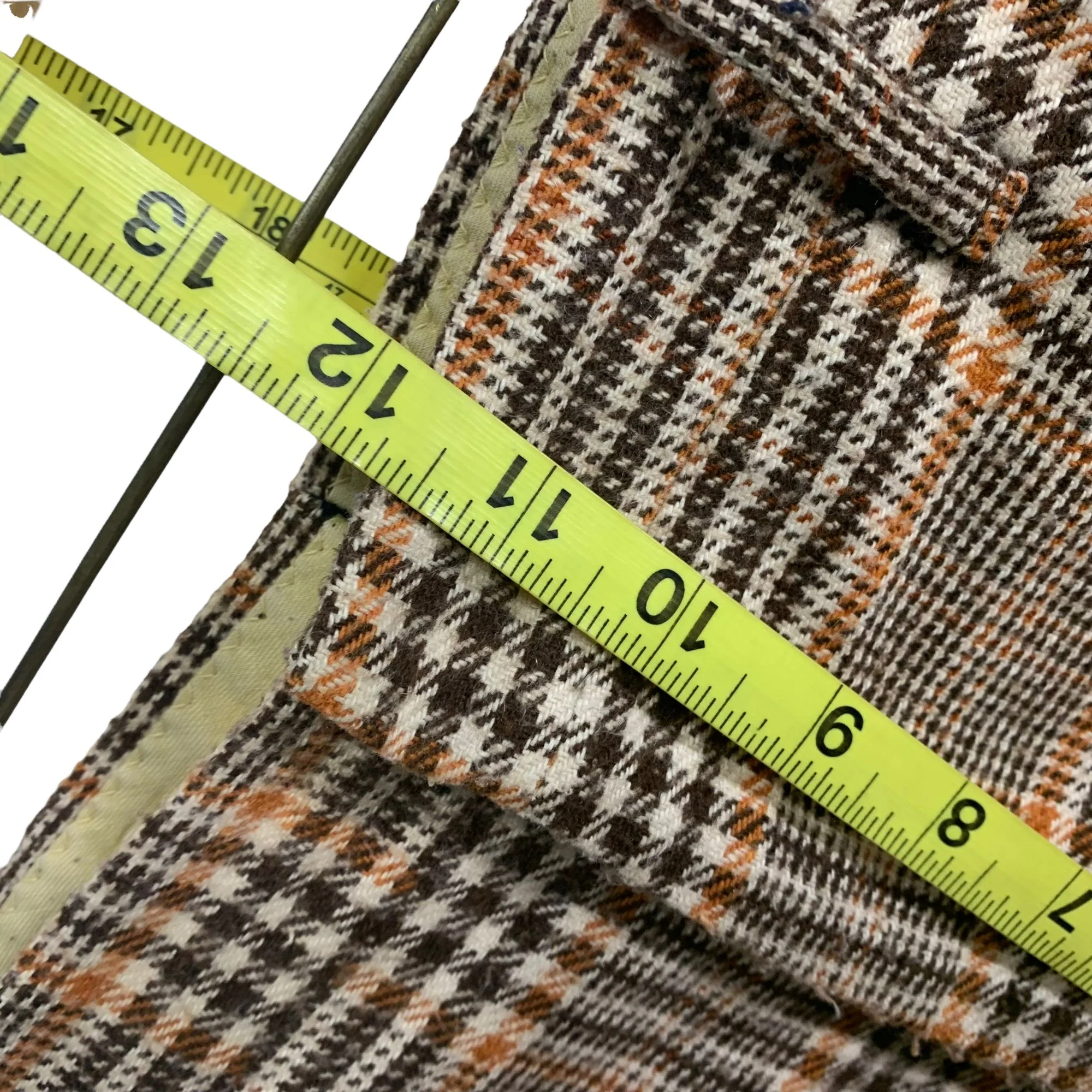 Vintage 70s Orange Brown Plaid Cropped Leg Pants - Image 4