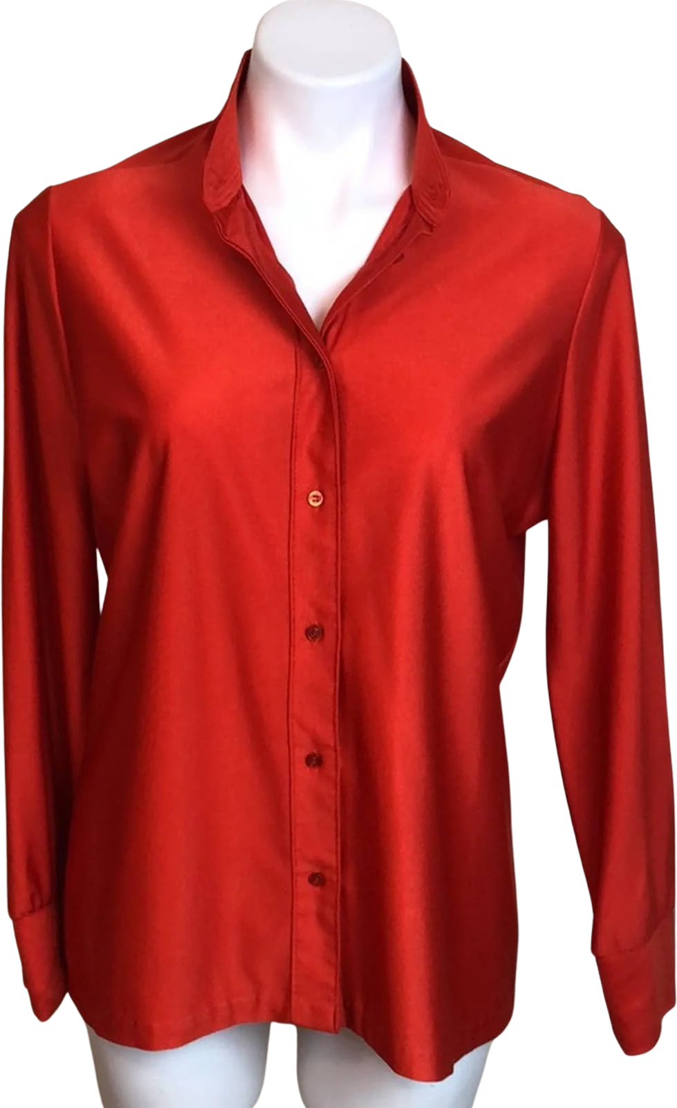 Vintage 70s Orange Button Down Disco Top by Ship N' Shore