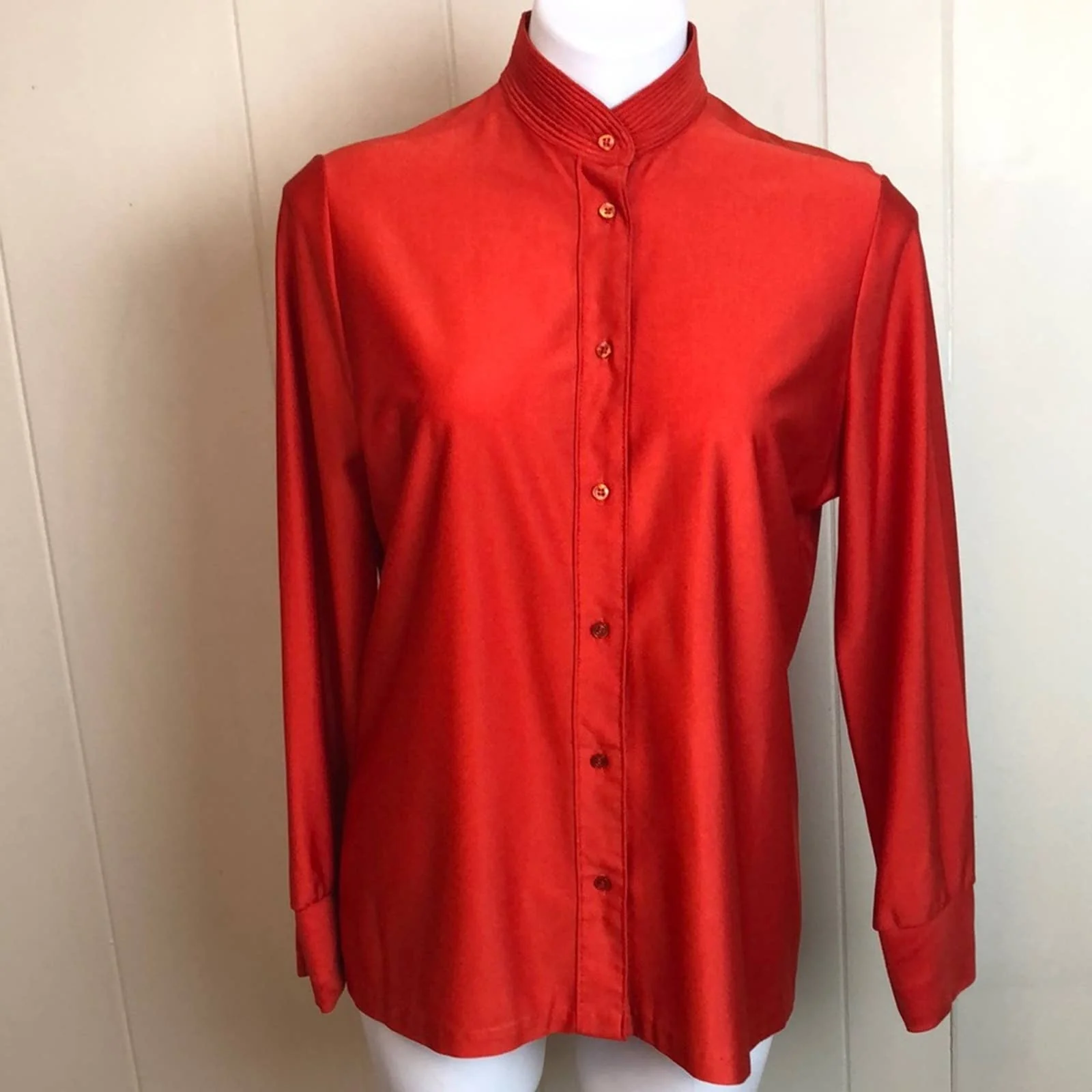 Vintage 70s Orange Button Down Disco Top by Ship N' Shore - Image 3