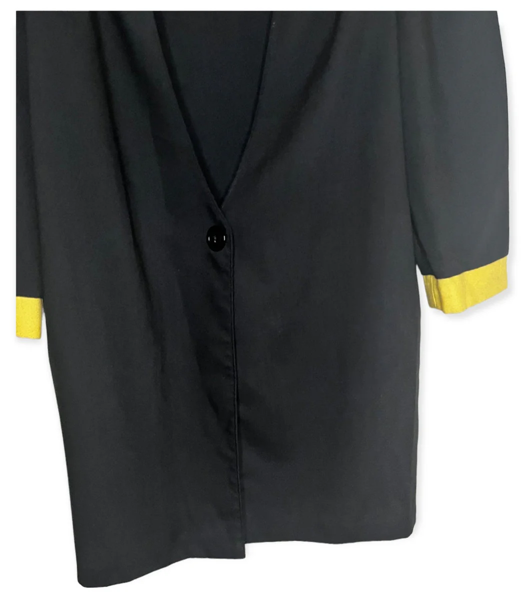 Vintage 70s Oversized Black Yellow Casual Blazer Size 14 Med Large by RA's - Image 3