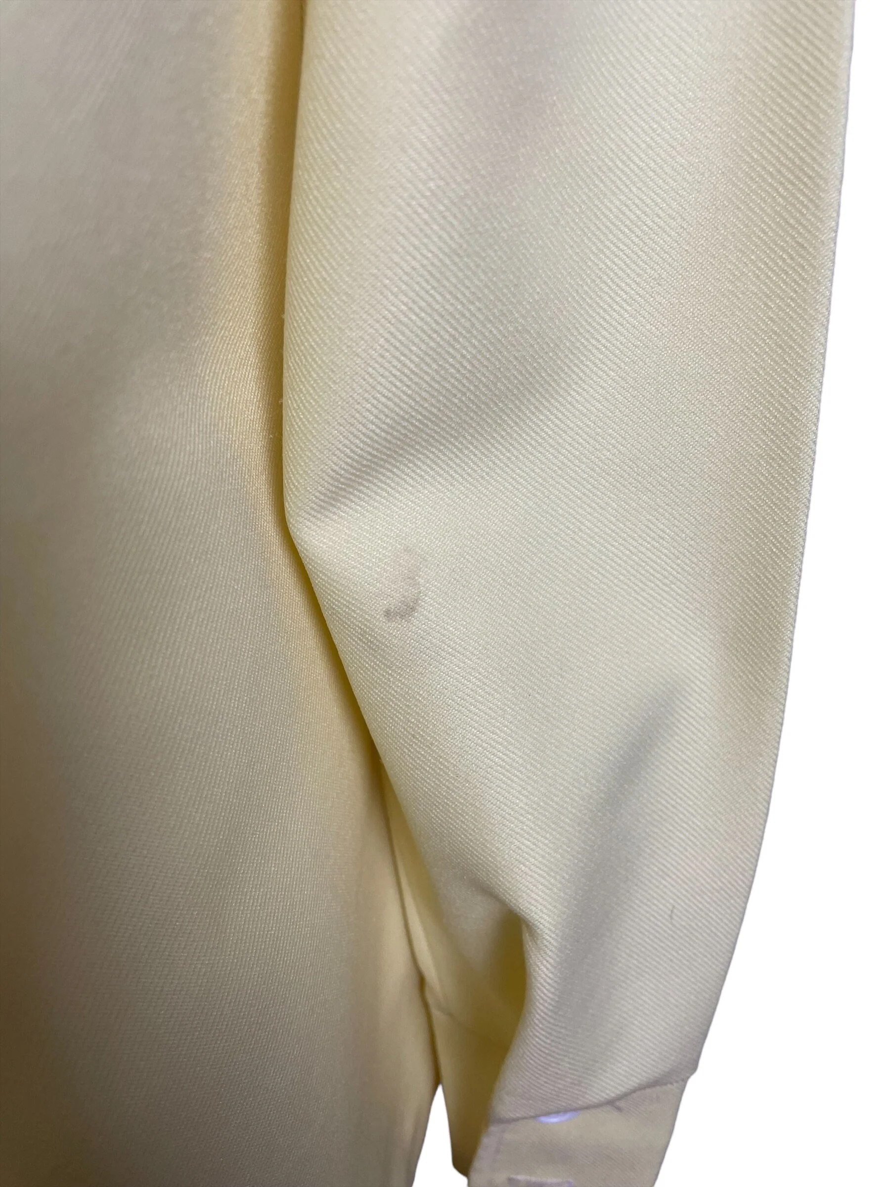 Vintage 70s Pastel Yellow Matching Two Piece Pants Shirt Set Dagger Collar - Image 7