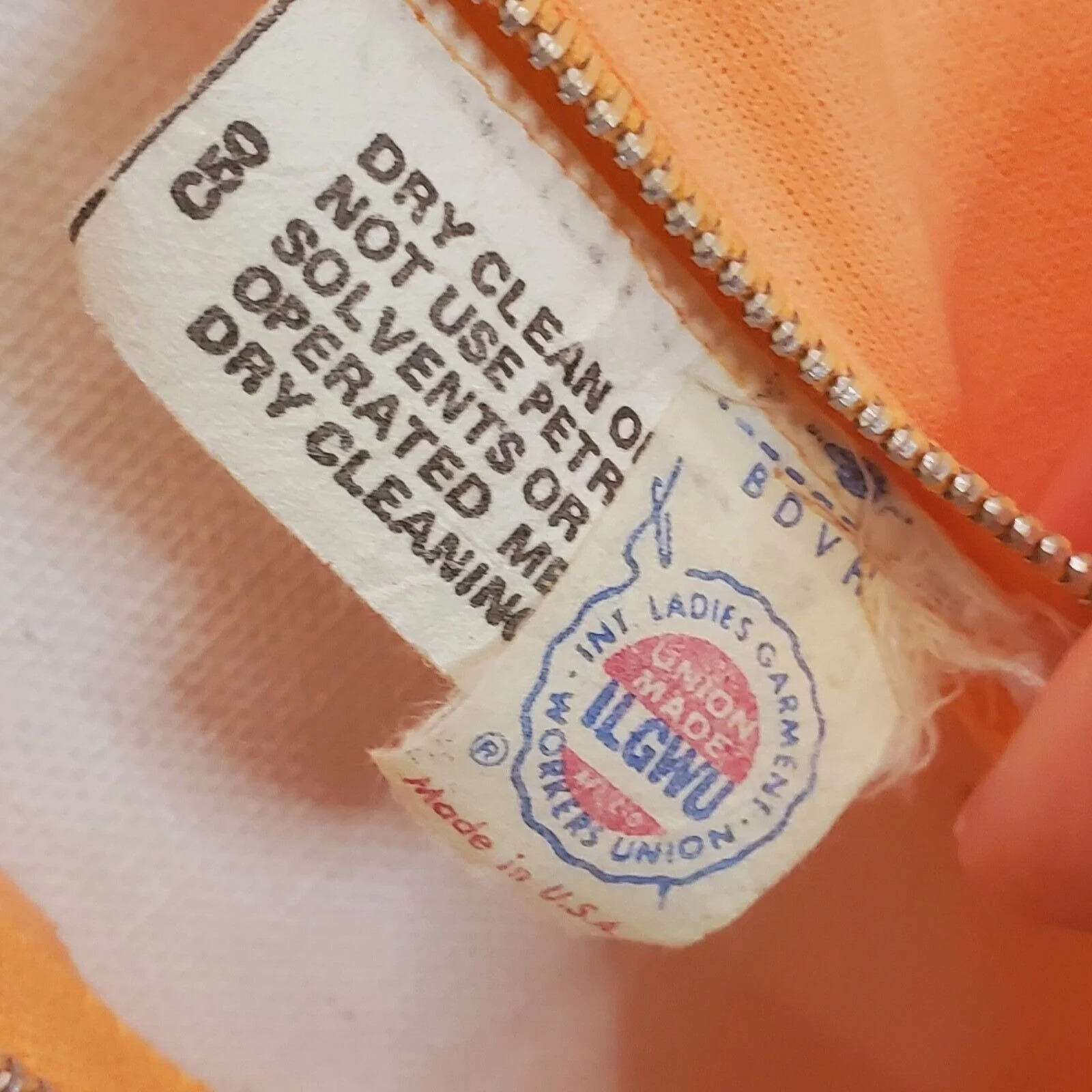 Vintage 70s Peach Orange Longsleeve V-Neck Hostess Maxi Dress Long Sz S Flaw - Image 9