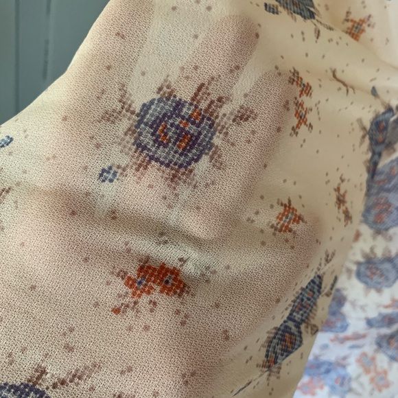 Vintage 70s Peasant Dress Medium Bleeker Street Floral Print Sheer Sleeve Midi - Image 9