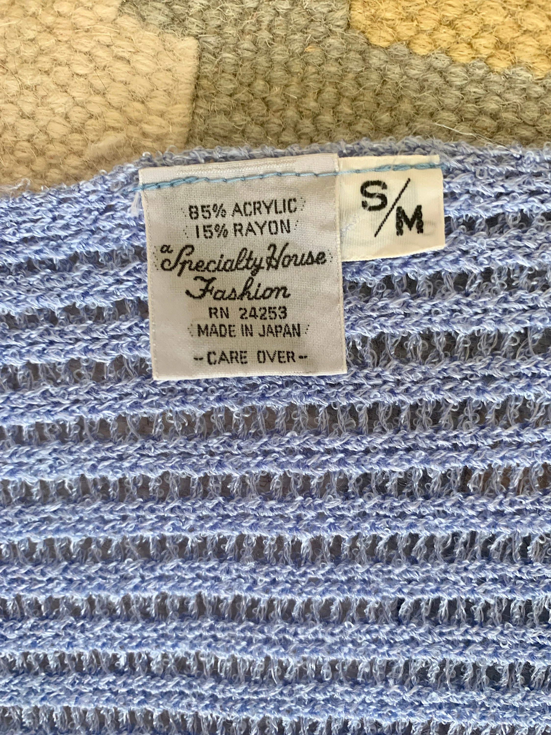 Vintage 70s Periwinkle Open Cardigan Sweater Vest Sz S / M by Speciality House Fashion - Image 6