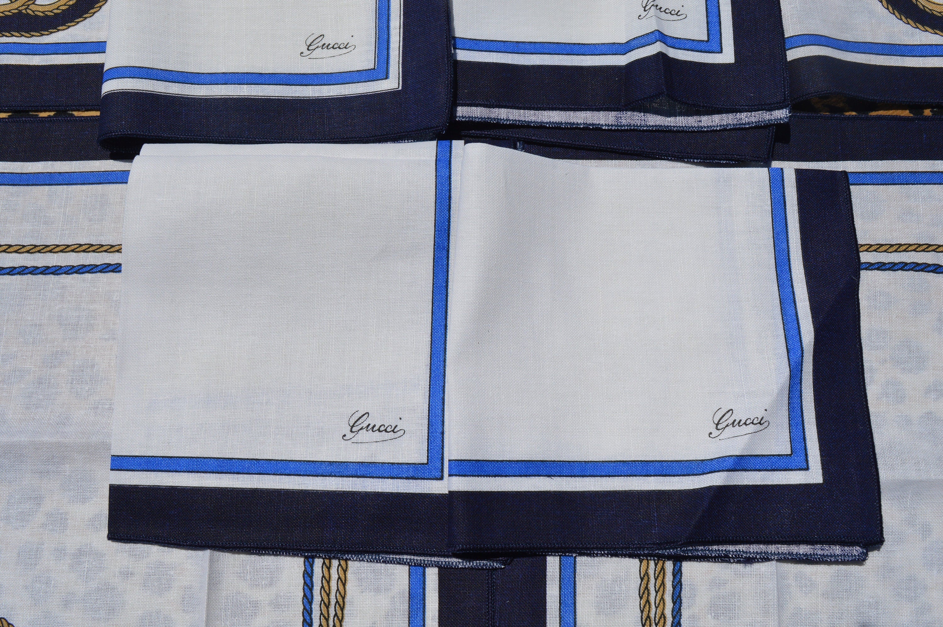 Vintage 70s Placemats and Napkins Set of 4 Nautical Theme 50/50 Cotton Linen Mint Condition by Gucci - Image 3