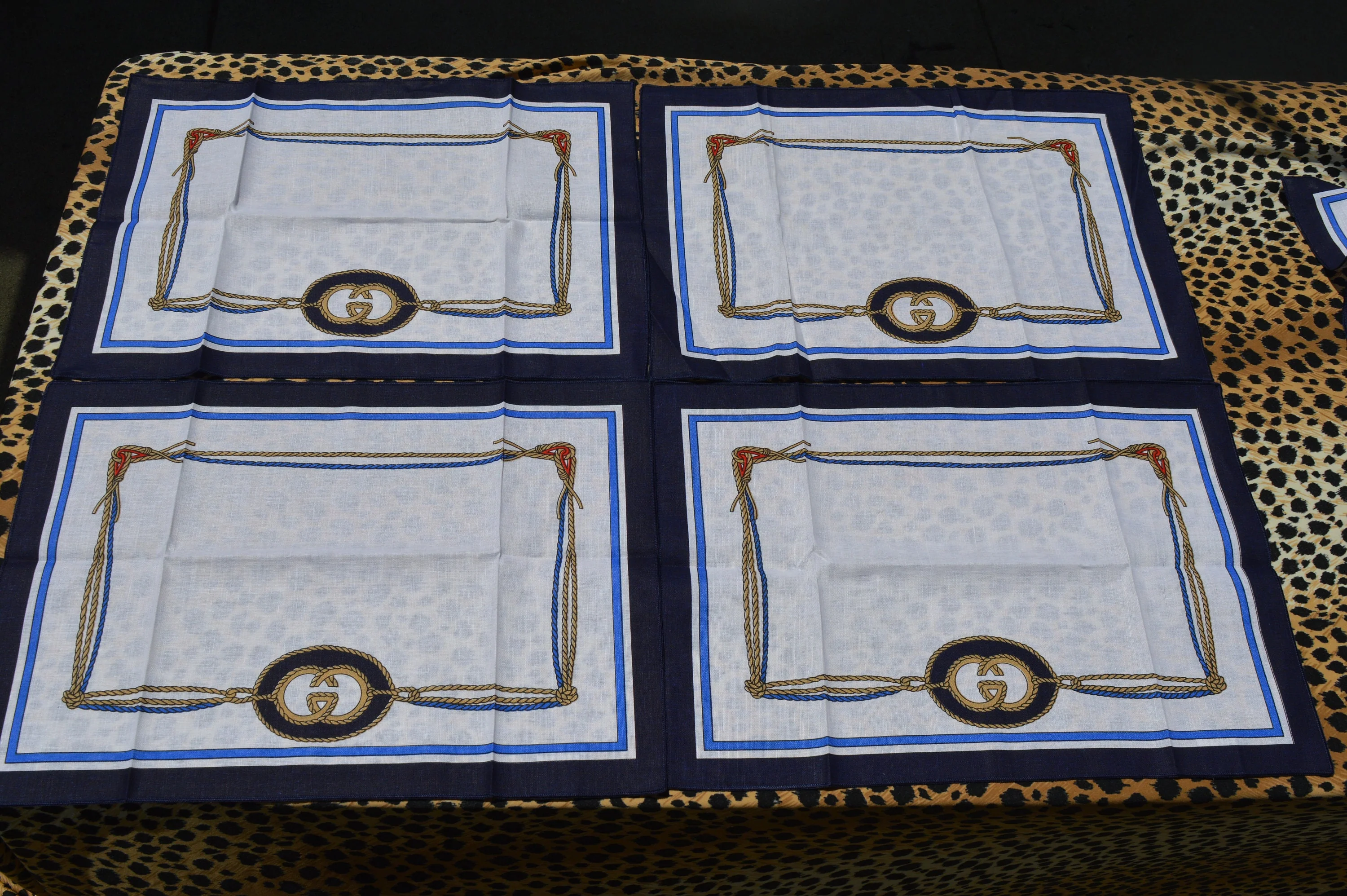 Vintage 70s Placemats and Napkins Set of 4 Nautical Theme 50/50 Cotton Linen Mint Condition by Gucci - Image 4