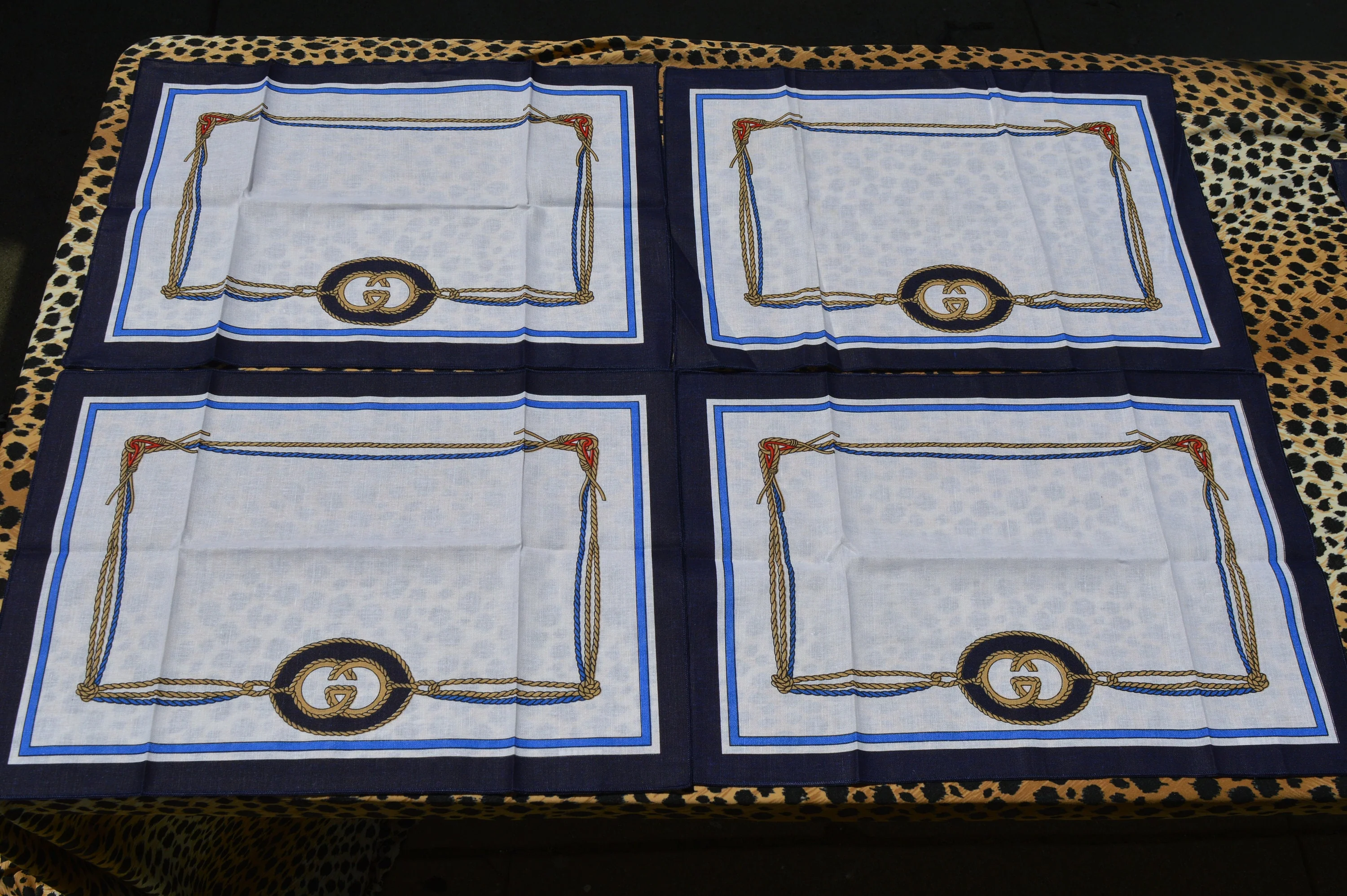 Vintage 70s Placemats and Napkins Set of 4 Nautical Theme 50/50 Cotton Linen Mint Condition by Gucci - Image 5