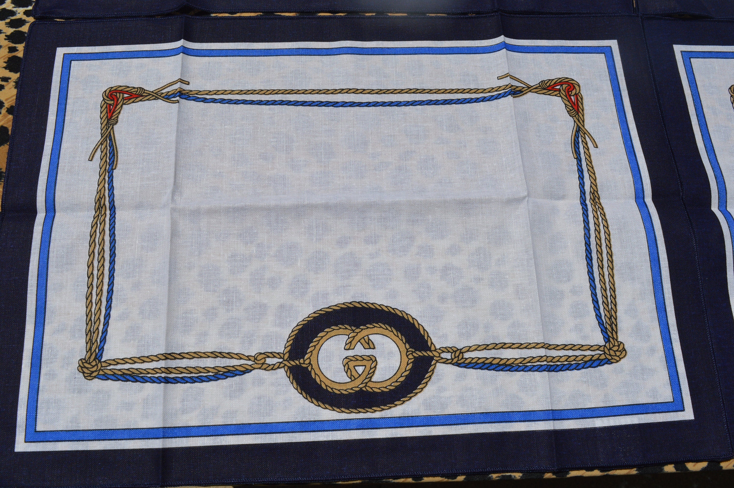 Vintage 70s Placemats and Napkins Set of 4 Nautical Theme 50/50 Cotton Linen Mint Condition by Gucci - Image 6