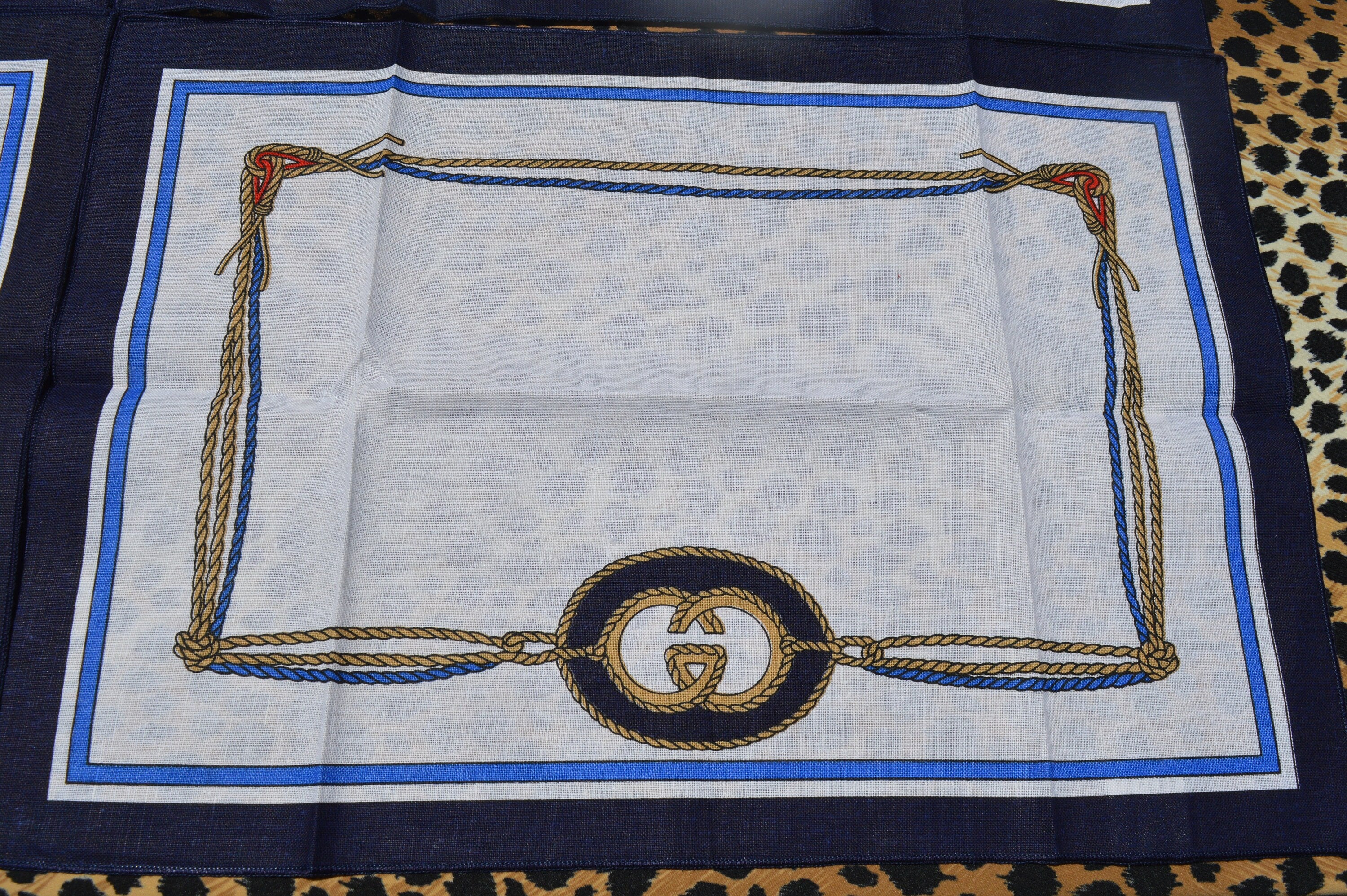 Vintage 70s Placemats and Napkins Set of 4 Nautical Theme 50/50 Cotton Linen Mint Condition by Gucci - Image 7