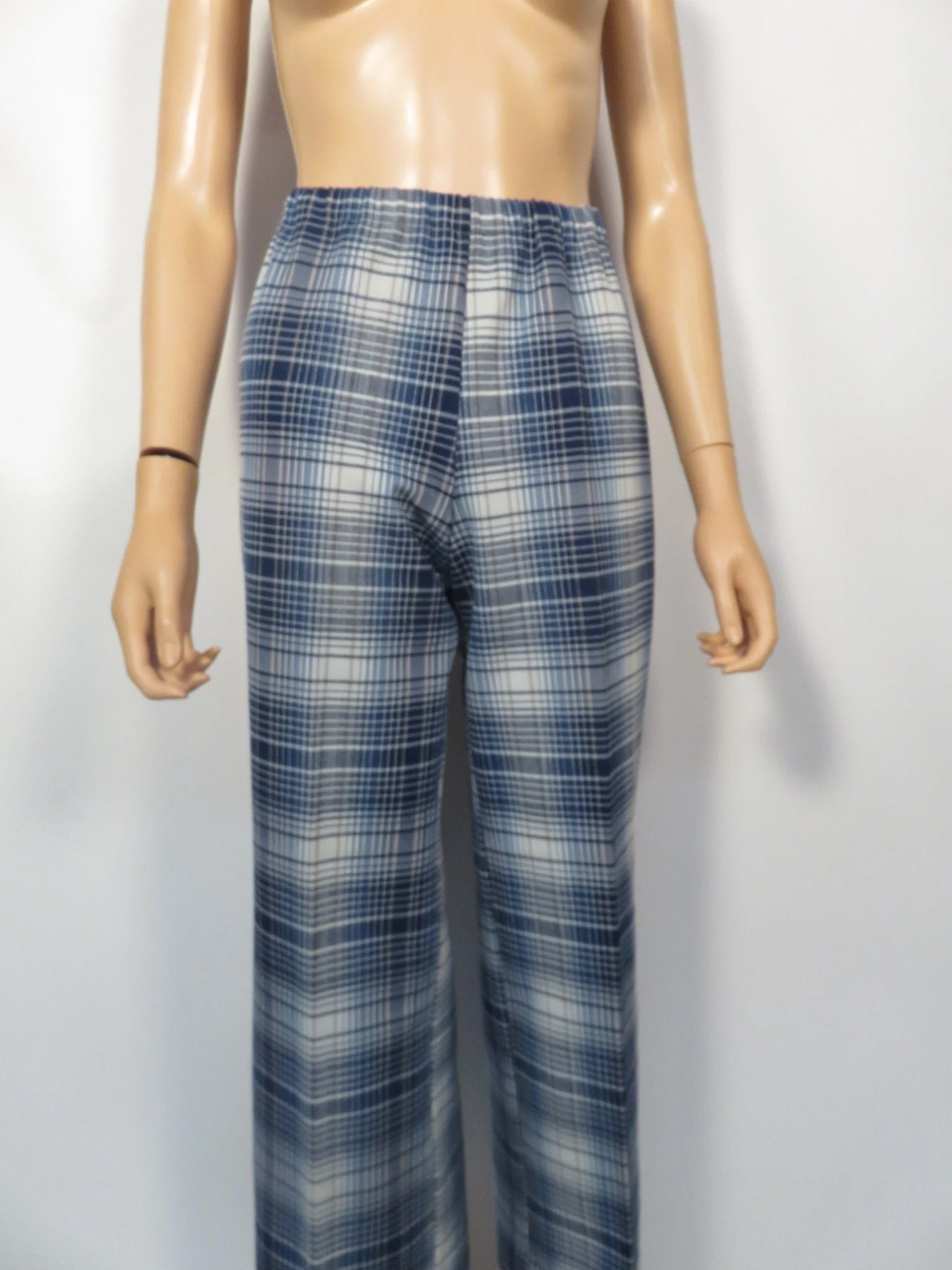 Vintage 70s Plaid Polyester Elastic Waist Comfy Pants Union Label Size M/l - Image 7