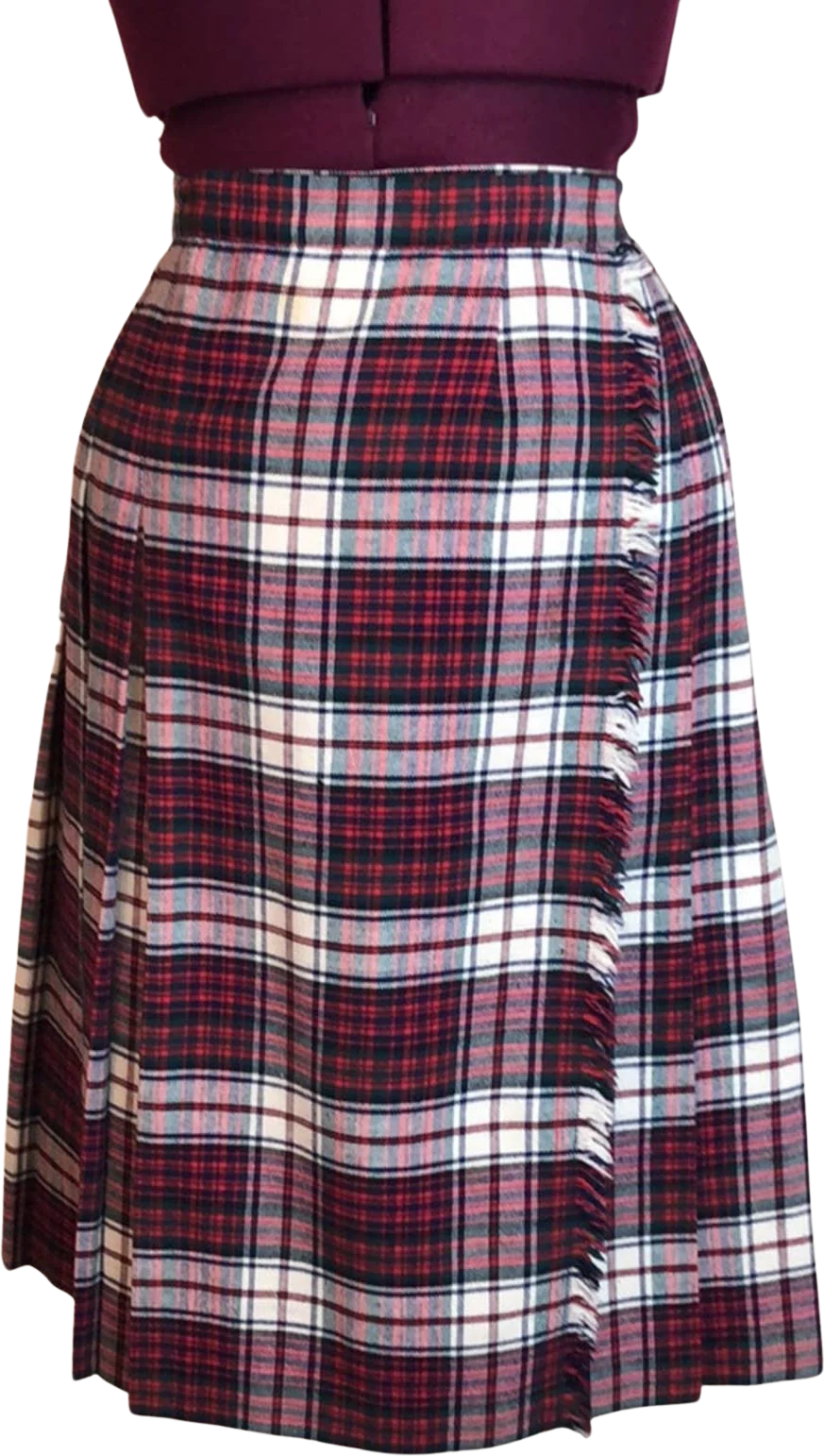Vintage 70s Plaid Wool Wrap Skirt Medium School Uniform Preppy by Barclay Square