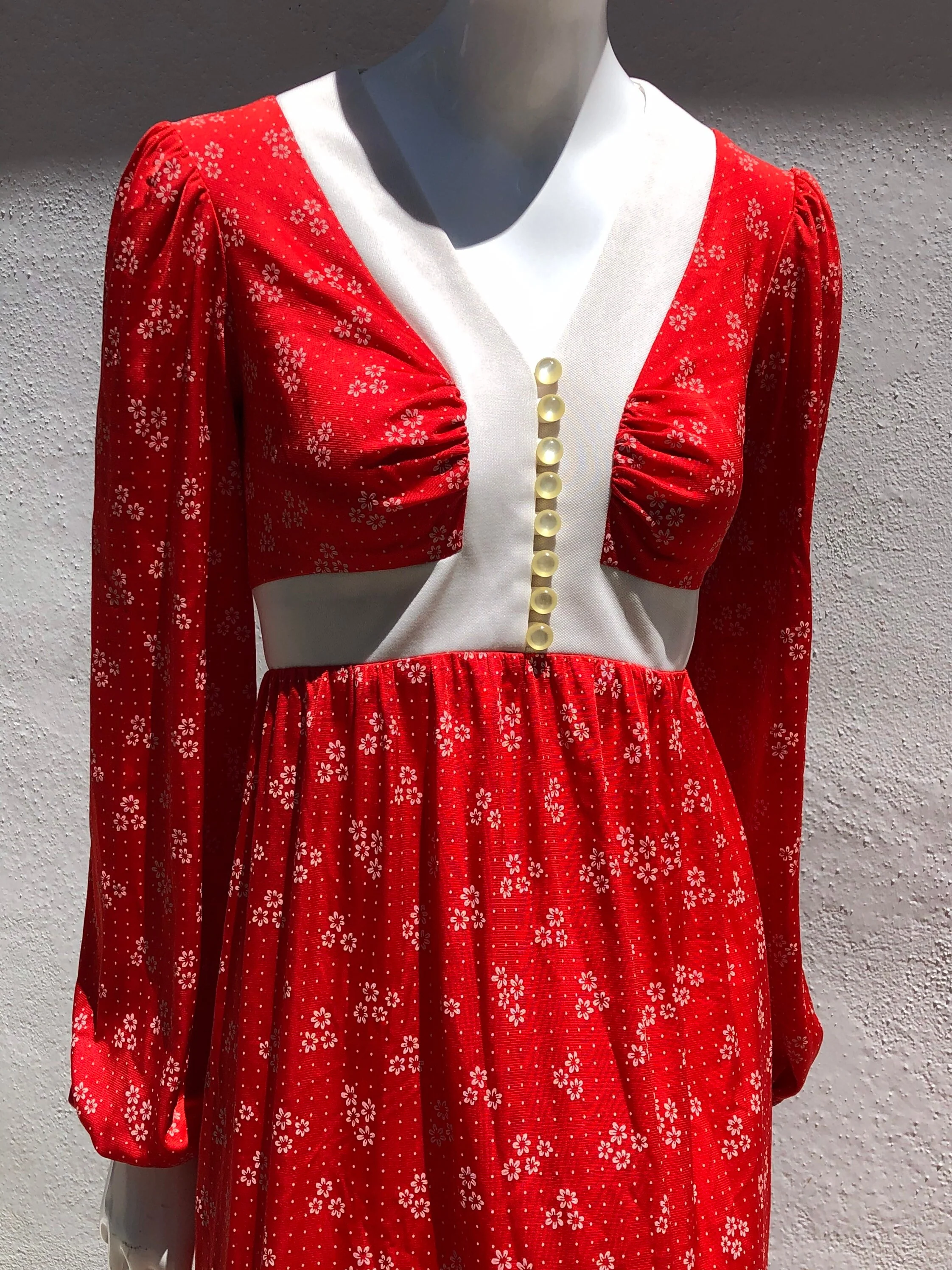 Vintage 70s Polyester Maxy Floral Dress Burg’ndye Fun Sexy Romantic Summer Dress M by Burg’ndye - Image 2