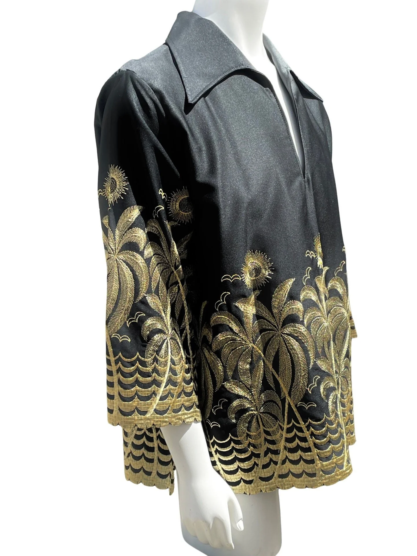 Vintage 70s Polyester Shirt Hand Embroidered Folk Art Acapulco La Cita Men's Xl - Image 3