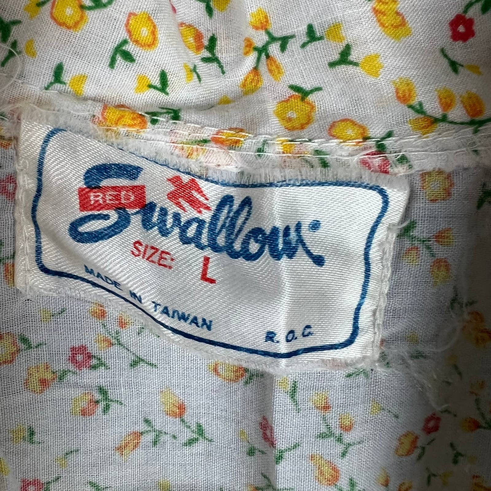 Vintage 70s Prairie Dress Maxi Yellow Ditsy Floral Collared Ruffle Sz L by Red Swallow - Image 4