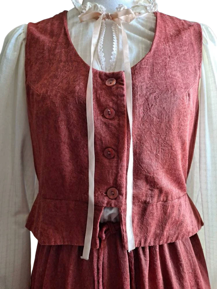70s Prairie Dress And Peplum Vest Set - Image 6