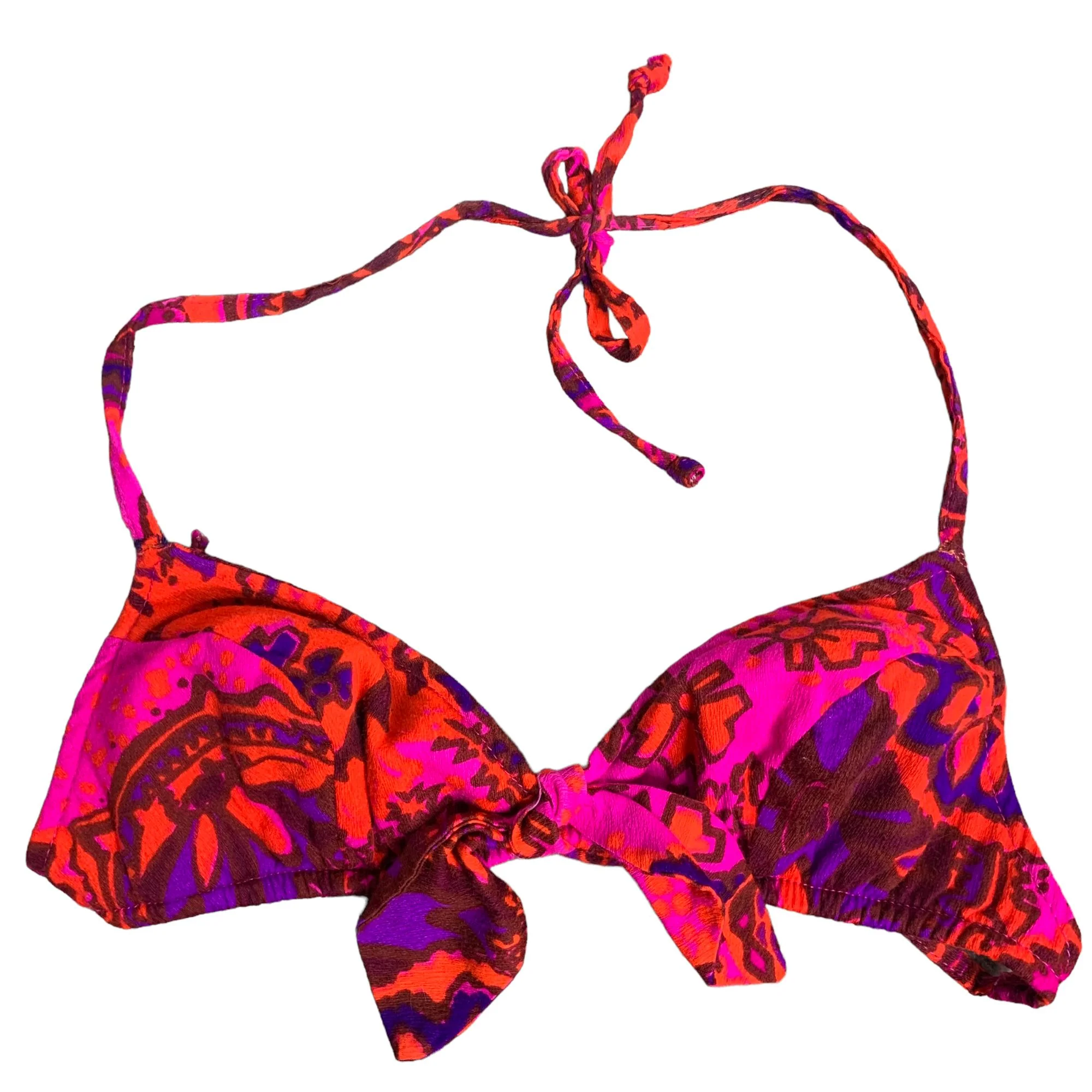 Vintage 70s Psychedelic Two Piece Bikini S Pink Elastic Low Rise Adjustable Ties by Jc Penny - Image 3
