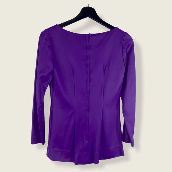 Vintage 70s Purple Long Sleeve Top Medium by Frederick's of Hollywood - Image 2