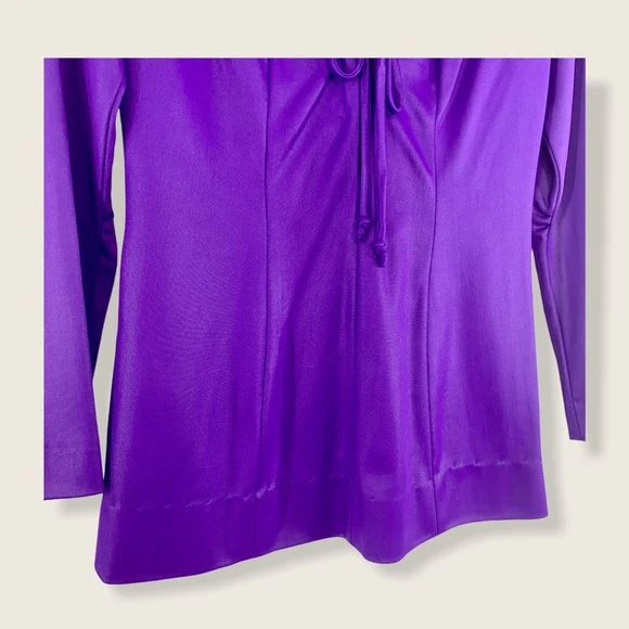 Vintage 70s Purple Long Sleeve Top Medium by Frederick's of Hollywood - Image 4
