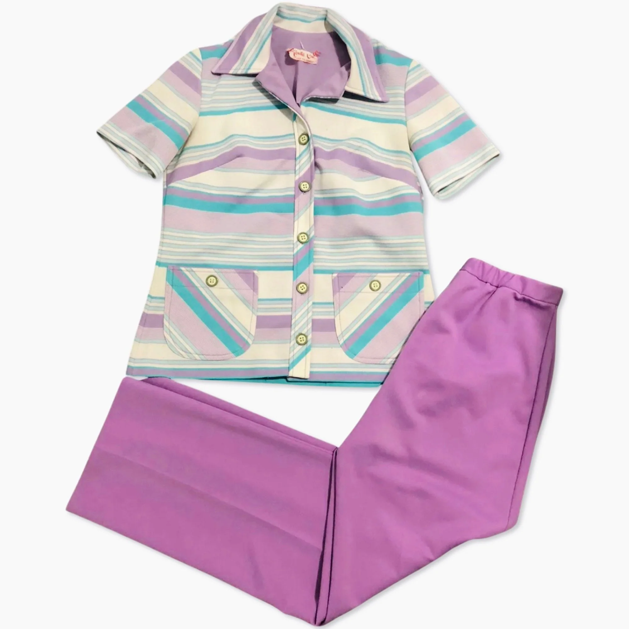 Vintage 70s Purple Rainbow Leisure Suit by Vera Neumann - Image 5