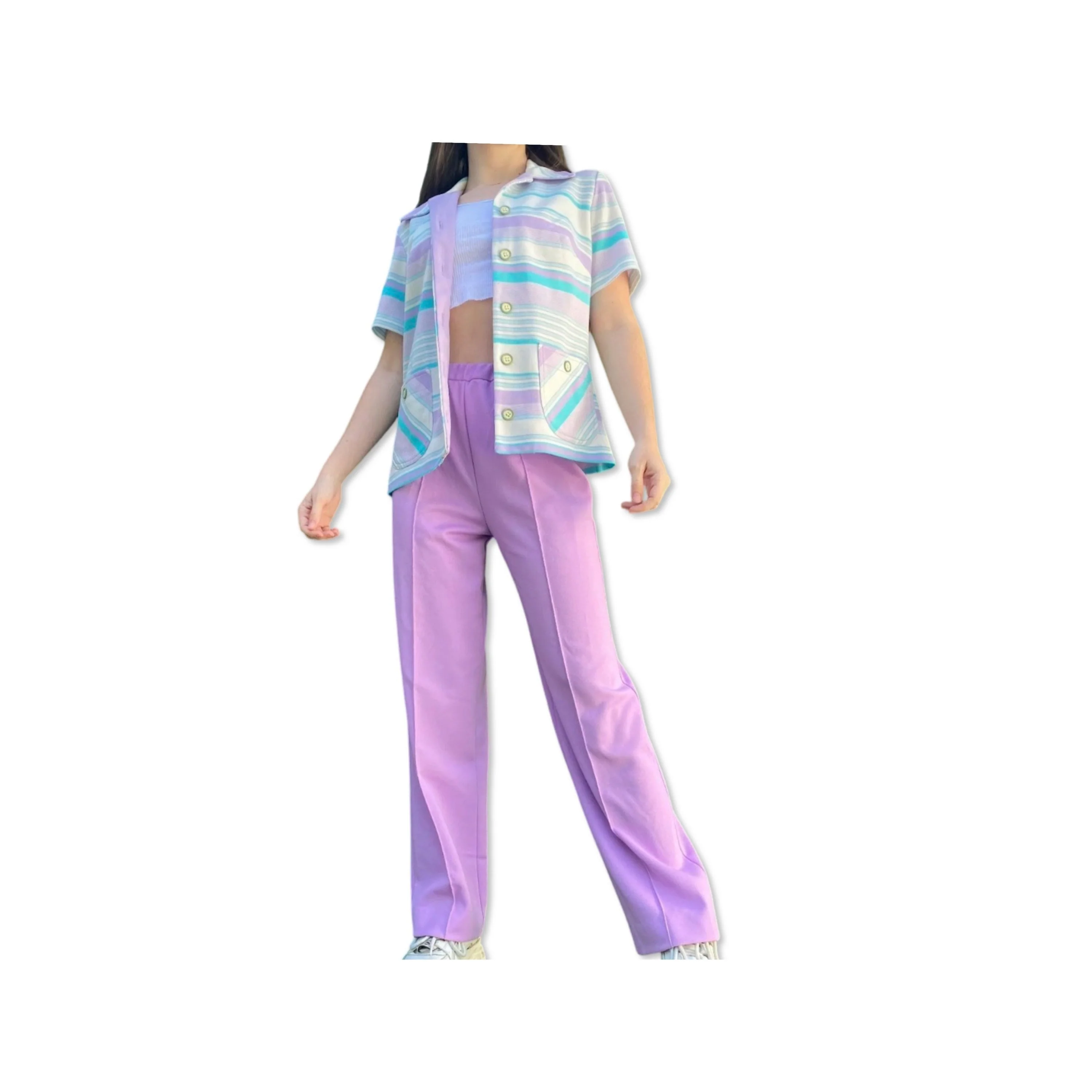Vintage 70s Purple Rainbow Leisure Suit by Vera Neumann - Image 9