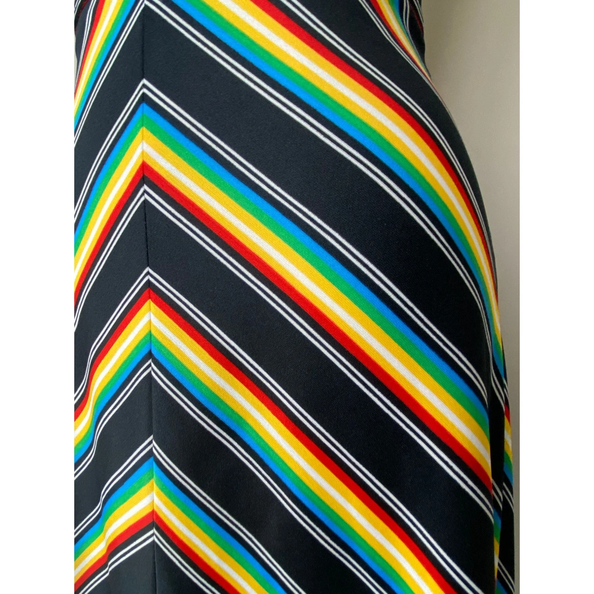 Vintage 70s Rainbow Chevron Stripe Maxi Skirt - Image 3