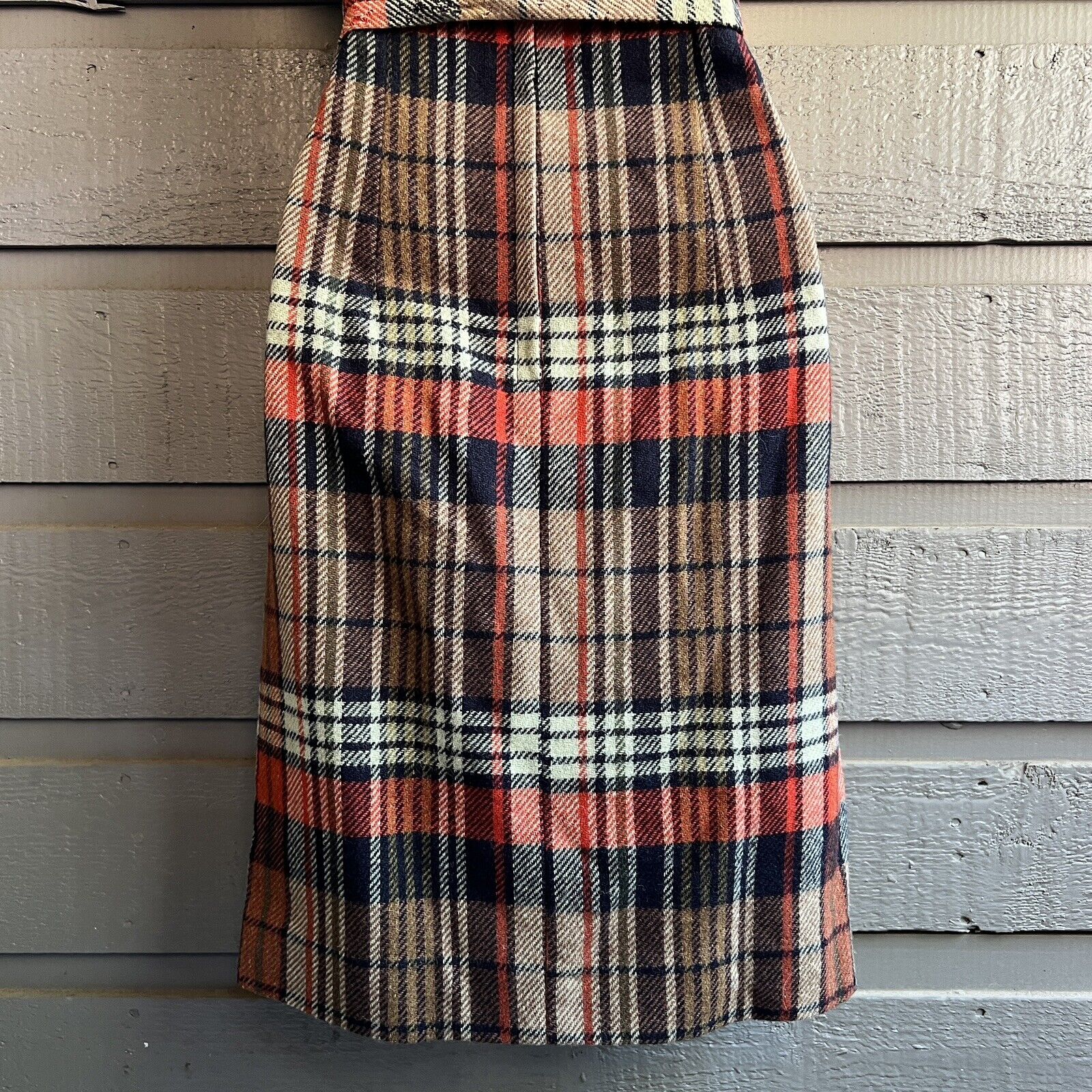 Vintage 70s Red Black Plaid Wool Preppy Tie Mini School Girl Dress Flaw - Image 10