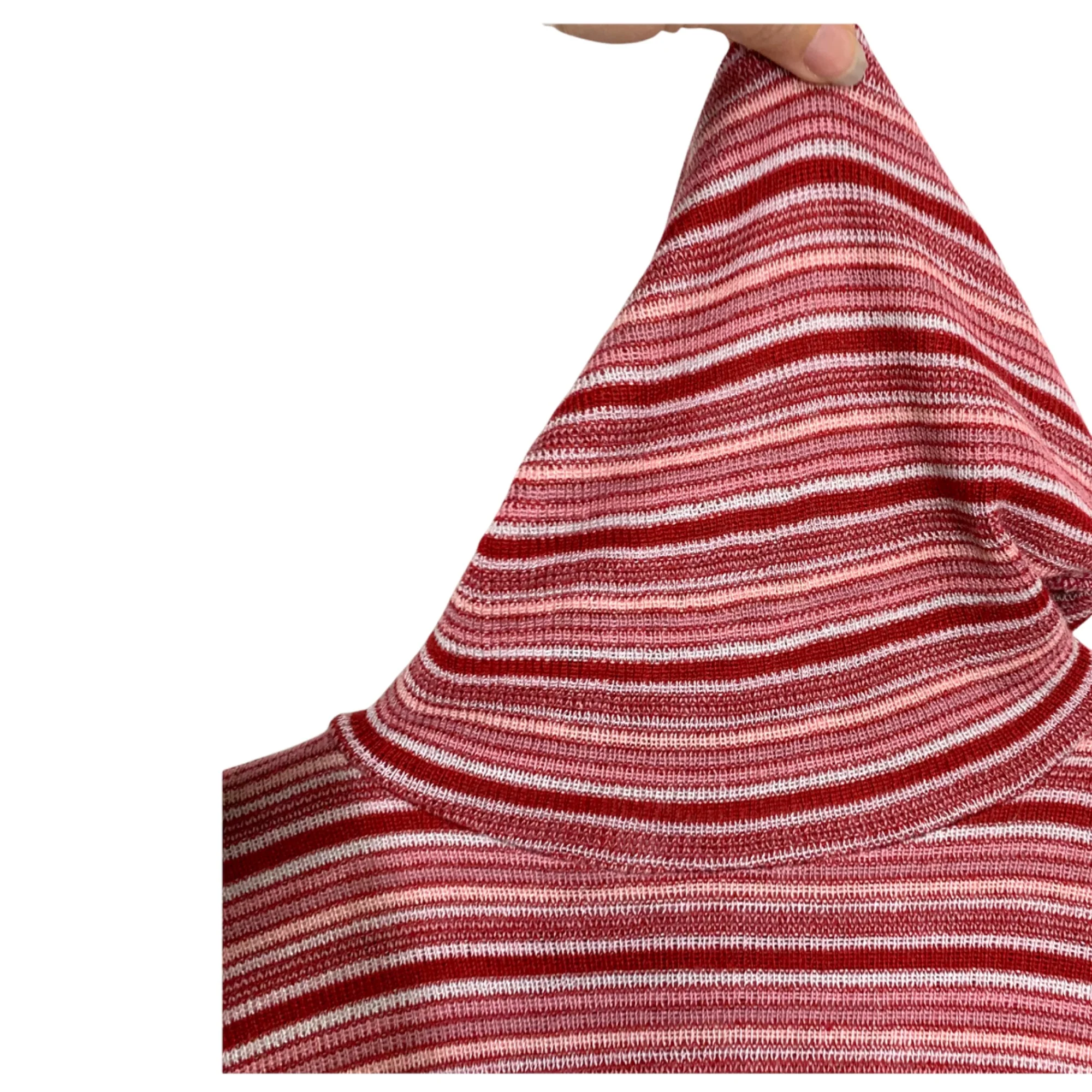 Vintage 70s Red Pink Stripe Turtleneck Top Large by College Town - Image 3