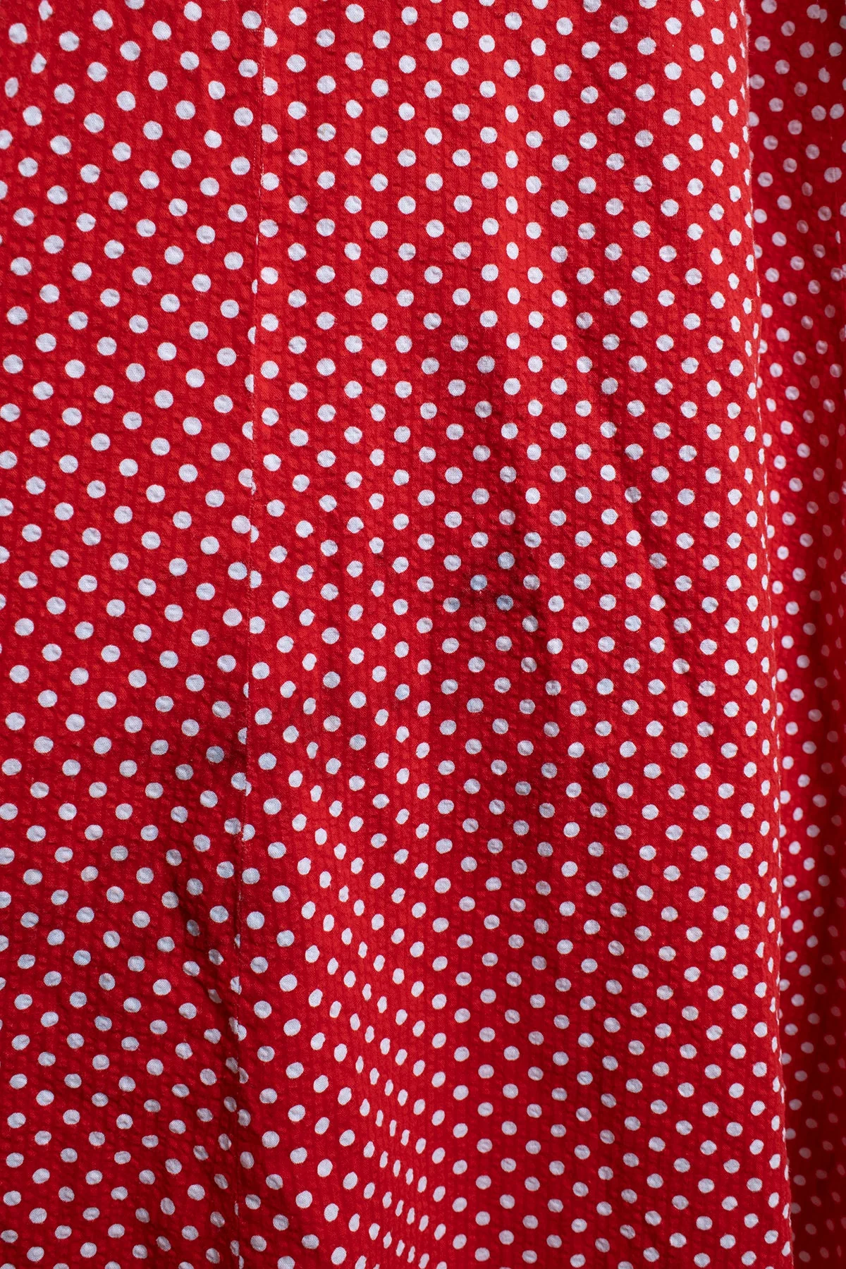 Vintage 70s Red Polka Dot Maxi Halter Dress Swiss Dot Style Sailor Collar Neckline Cotton Medium - Image 7