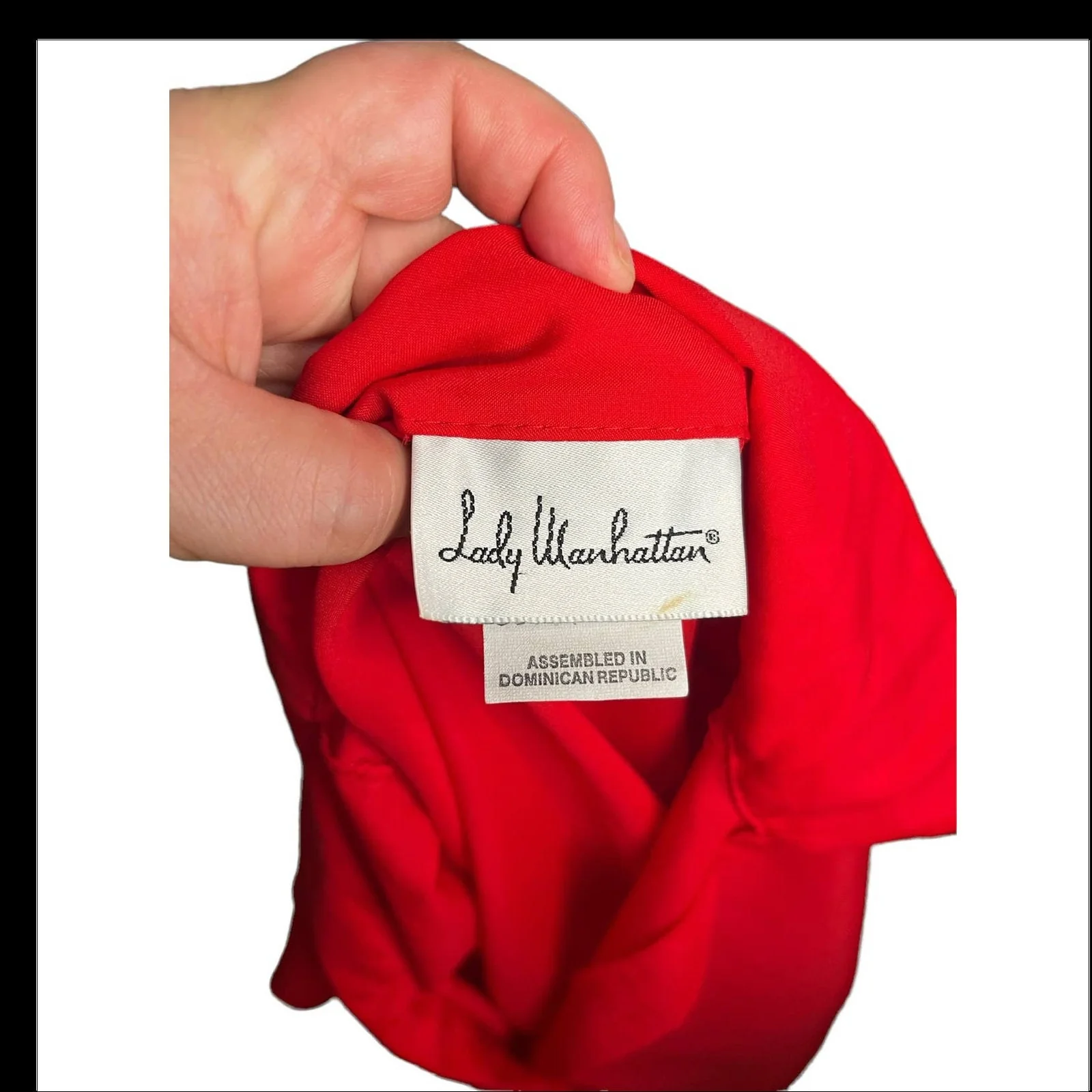 Vintage 70s Red Secretary Ruffle Button Up Blouse Fall Large 14 by Lady Manhattan - Image 6