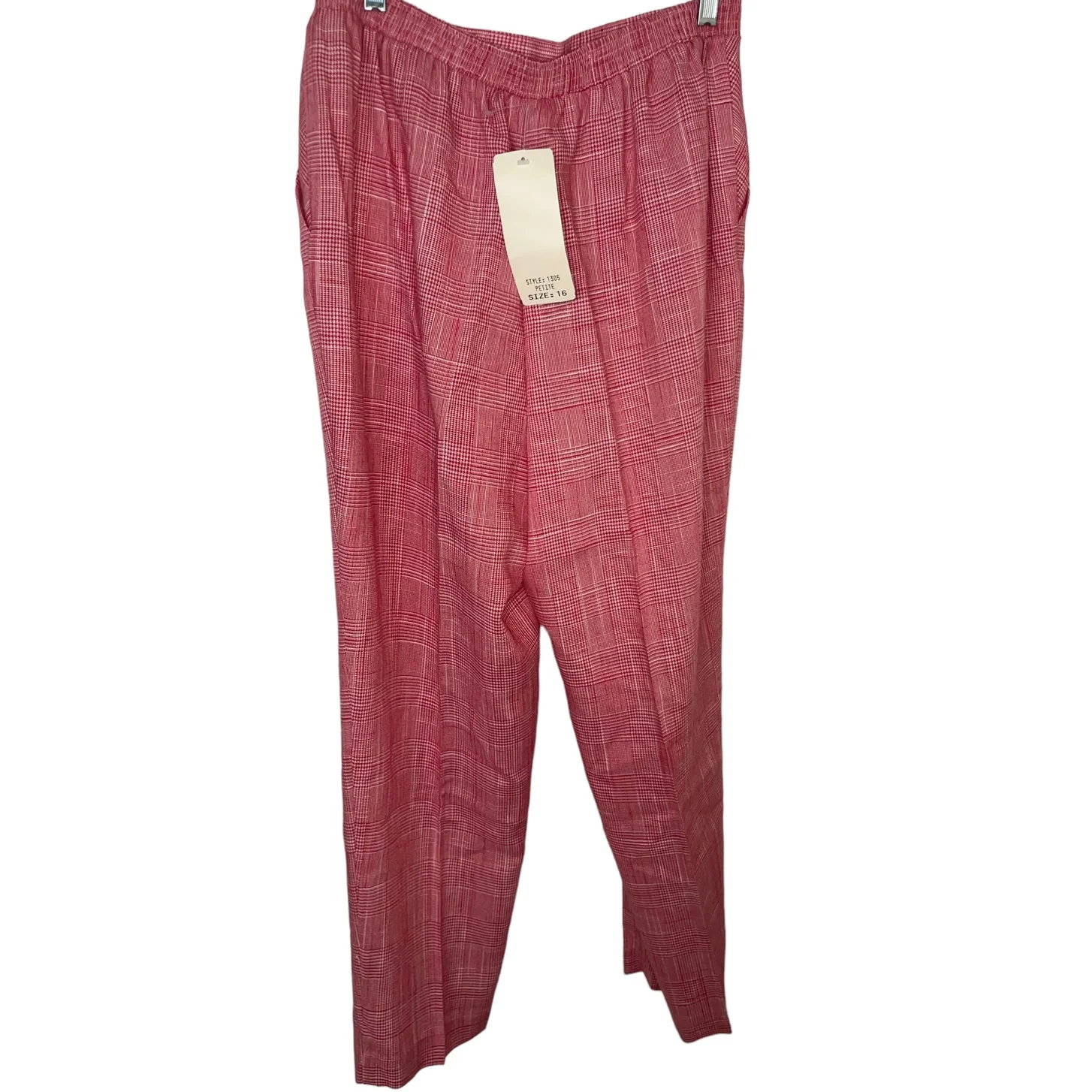 Vintage 70s Red White Plaid Stretch Golf Pants Pocket Xl Petite 16 Large Nwt Deadstock Preppy by Pykettes - Image 2