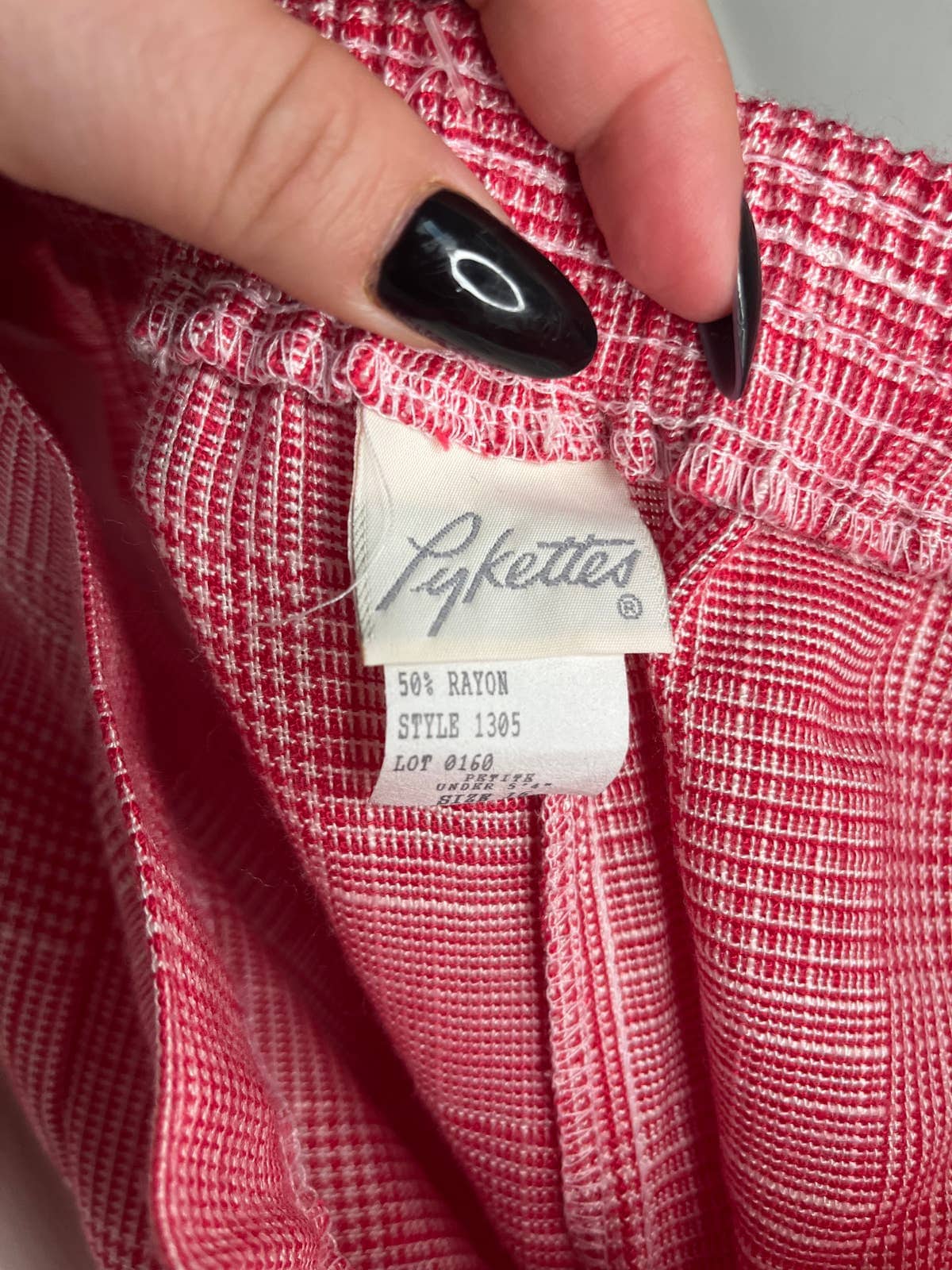 Vintage 70s Red White Plaid Stretch Golf Pants Pocket Xl Petite 16 Large Nwt Deadstock Preppy by Pykettes - Image 4