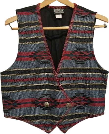 Vintage 70s Roughrider Western Southwestern Woven Front Vest