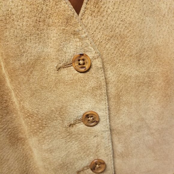 Vintage 70s Scully Western Camel Tan Brown Suede Leather Button Vest by Scully - Image 4