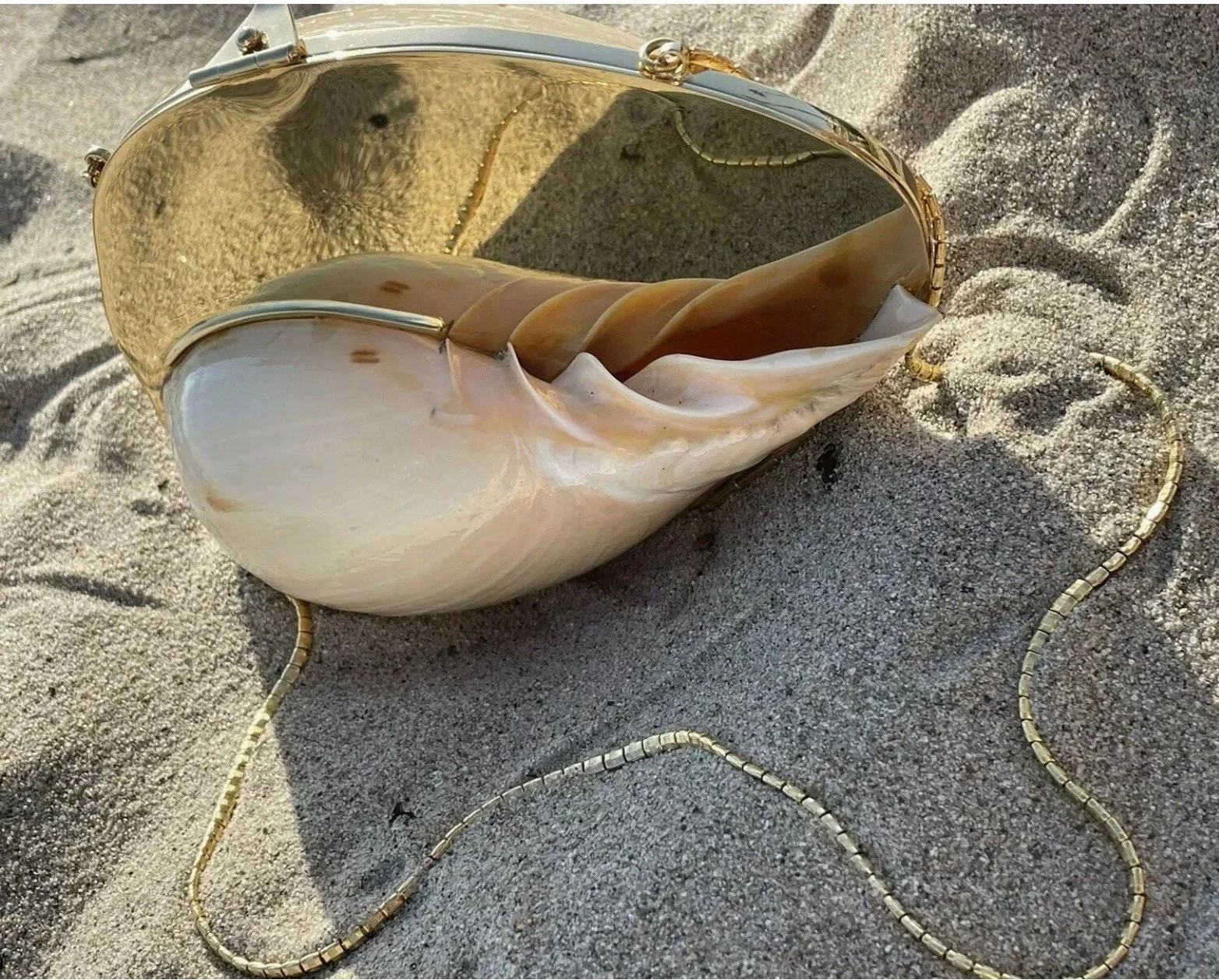Vintage 70s Seashell Minaudiere Purse Bag Shoulder Bag Rare Shell Purse Same As In The Met Collection by Judith Leiber - Image 2