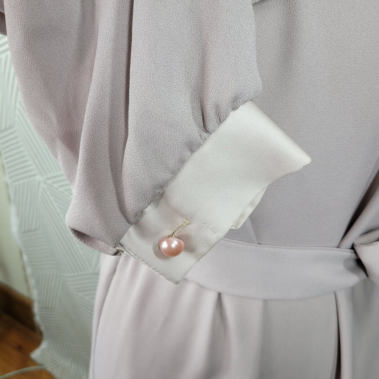 Vintage 70s Secretary Dress Size 14 Evening Career Satin Event Pink/beige Career - Image 6