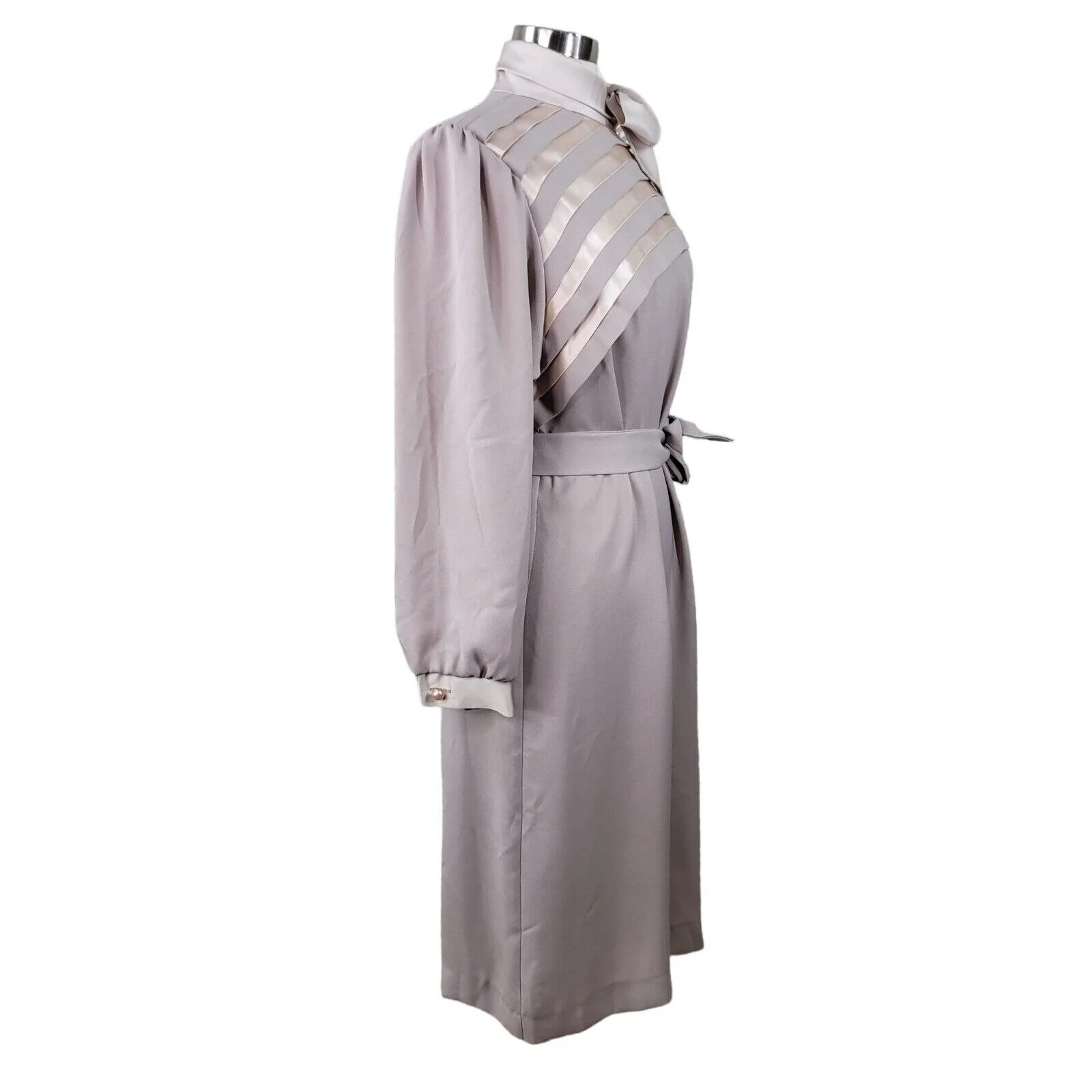Vintage 70s Secretary Dress Size 14 Evening Career Satin Event Pink/beige Career - Image 7
