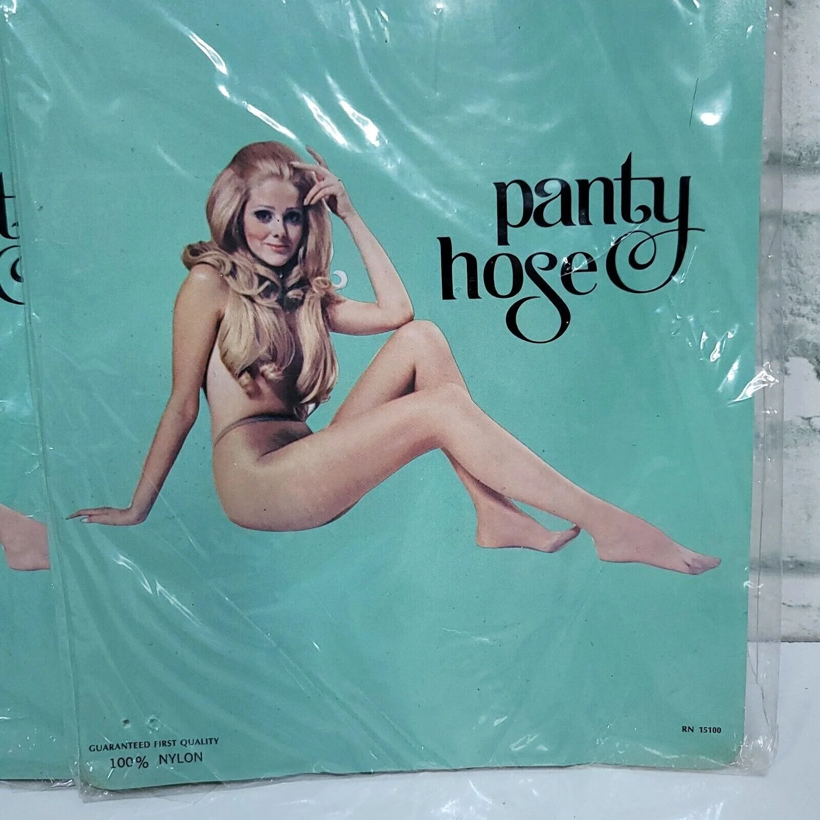 Vintage 70s Set of 2 Beige Panty Hose Nylon Plus 1x-6x Extra Width Sissy Drag - Image 4