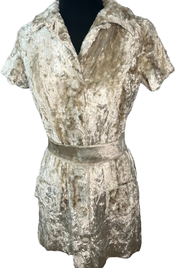 Vintage 70s Shag Fuzzy Dress Small/medium Silver Gray by Geno California