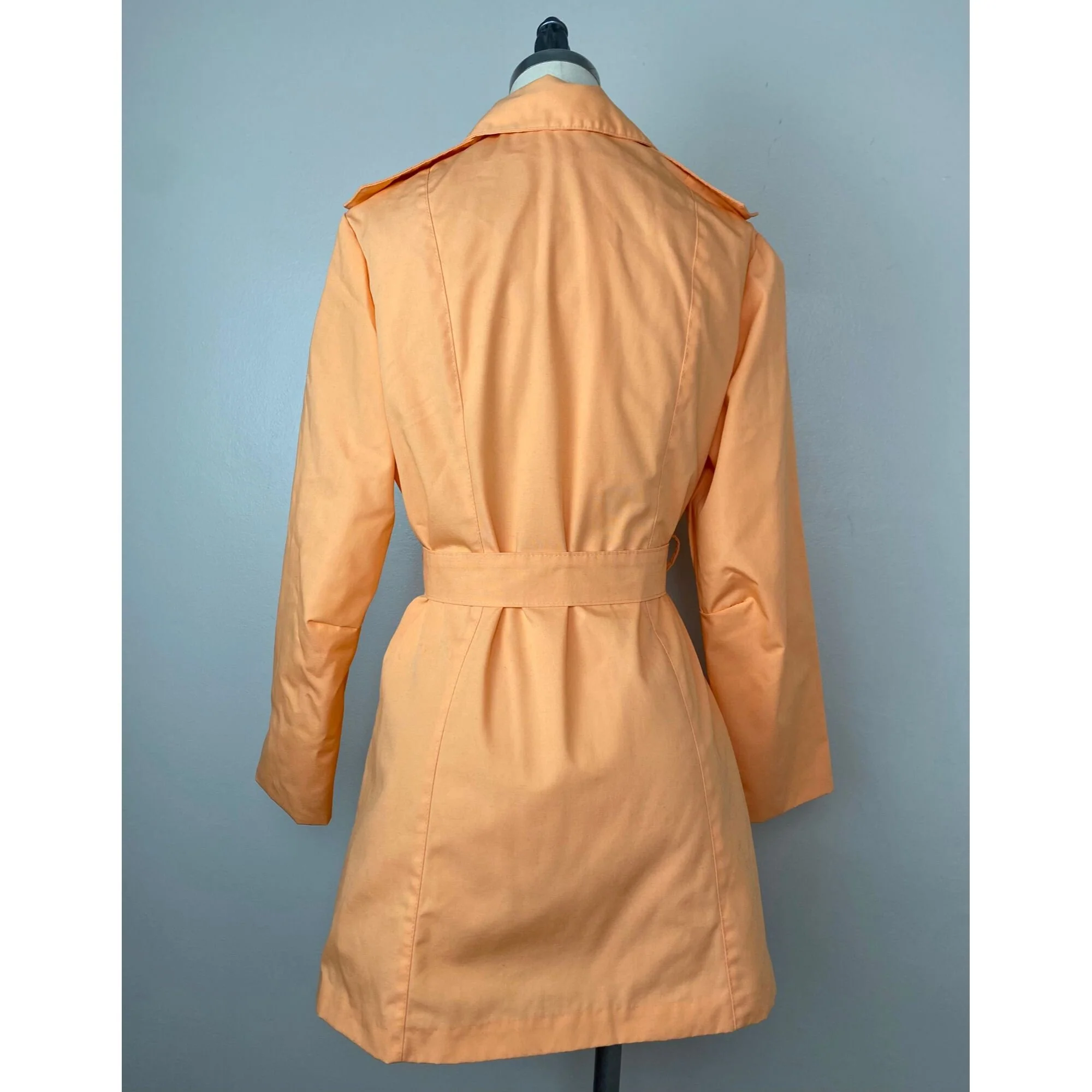 Vintage 70s Short Trench Coat Orange Belted Jacket - Image 2