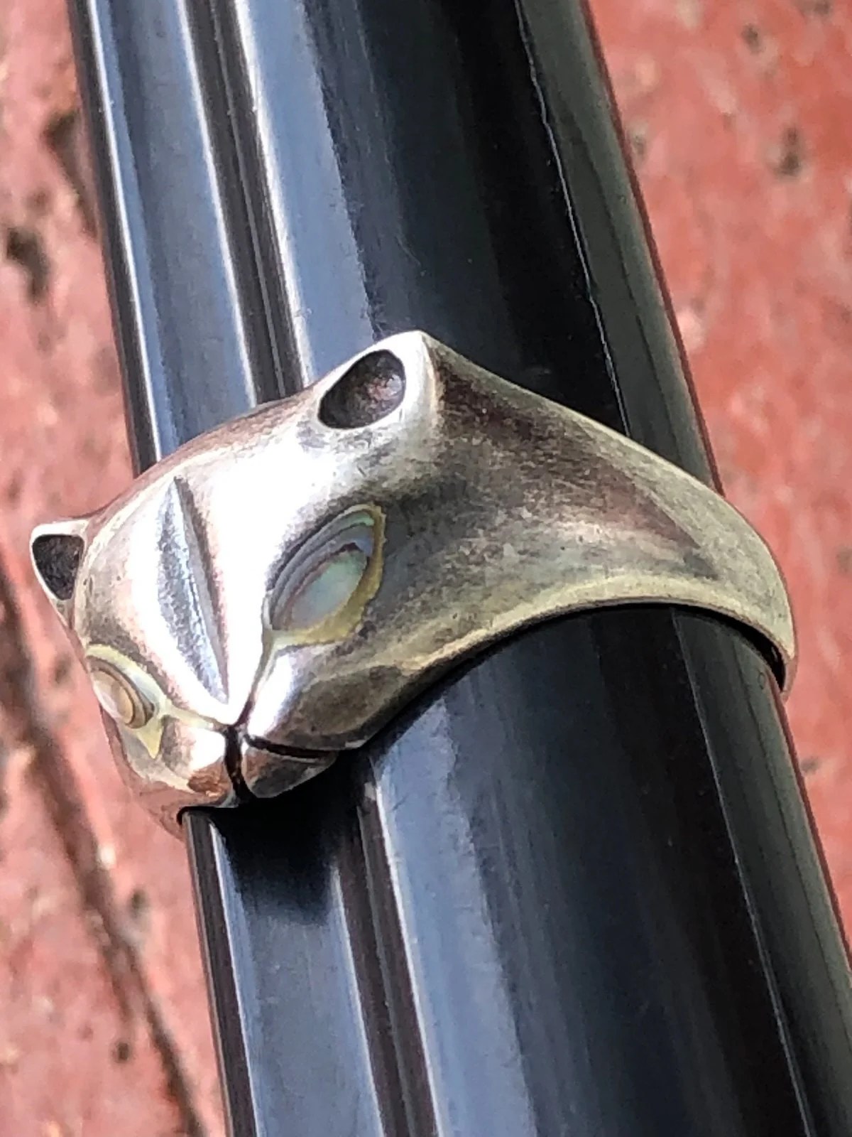 70s Vintage Silver Cat Ring Unisex Sz 7. 5 By Artisan - Image 5