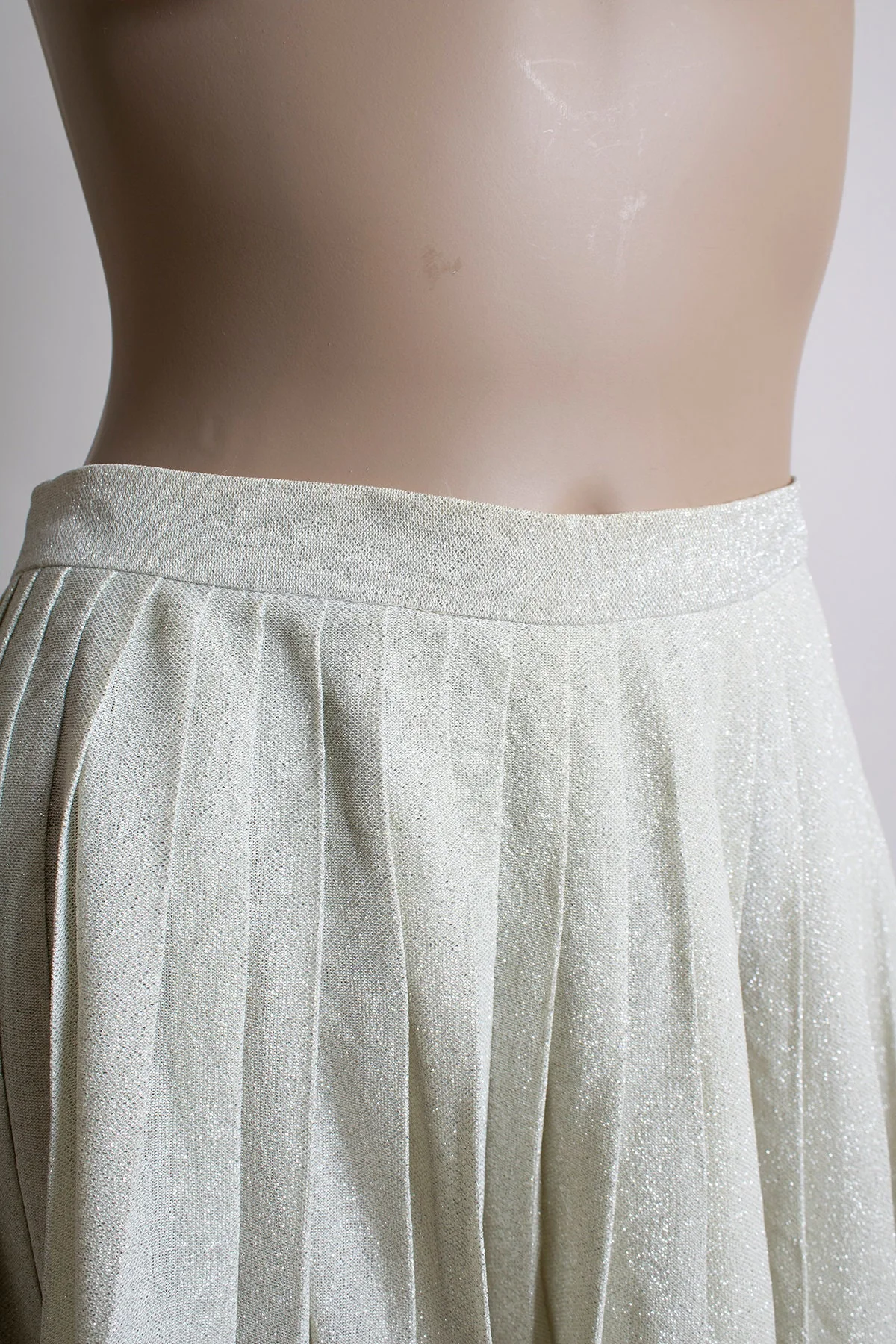 Vintage 70s Silver Lurex Maxi Skirt Pleated Floor Length Skirt Miss Shaheen Glamour Small Medium 28" Waist by Miss Shahee - Image 6